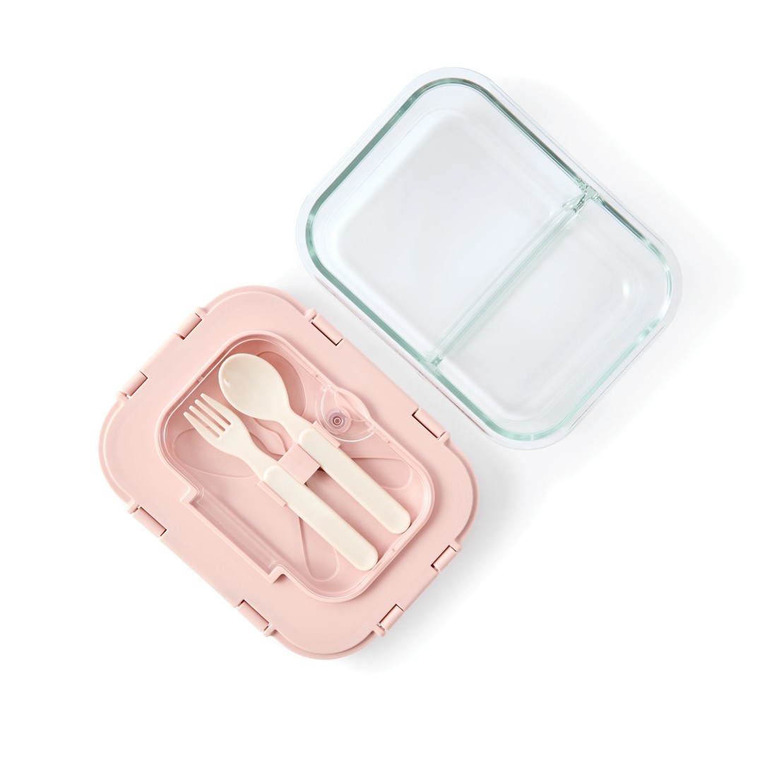 7 Mocha Glass Bento Lunch Box with Cutlery, 7 of 10
