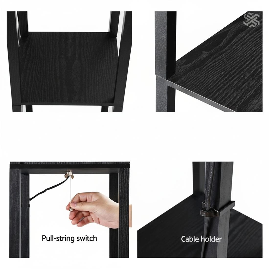 7 Artiss Floor Lamp 3 Tier Shelf Storage LED Light Stand Home Room Pattern - Black, 7 of 8