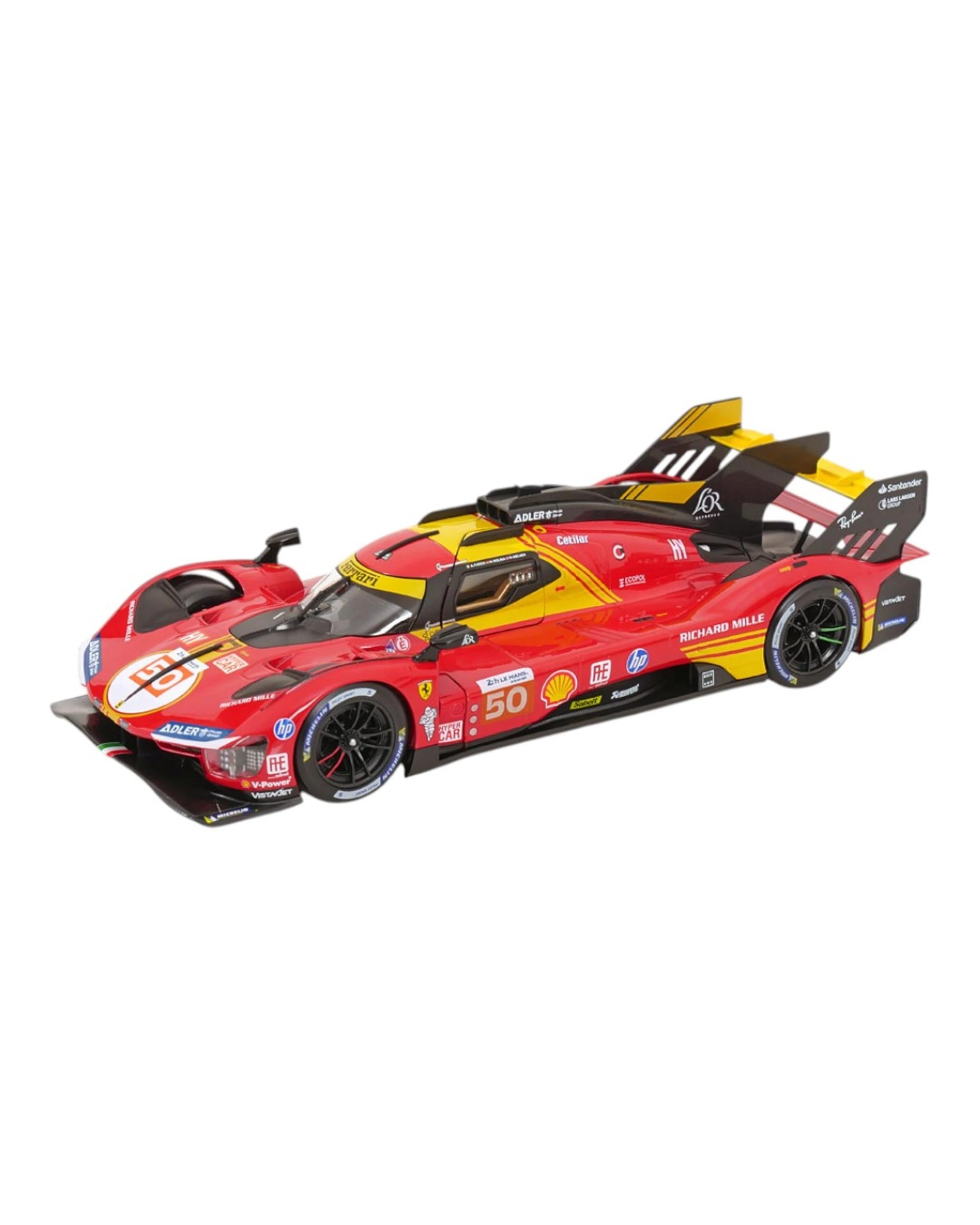 2 Bburago Ferrari Racing 2024 Champion Ferrari 499P 24 Hour Le Mans Hypercar WEC #50 1:18 Scale Diecast Vehicle, 2 of 6