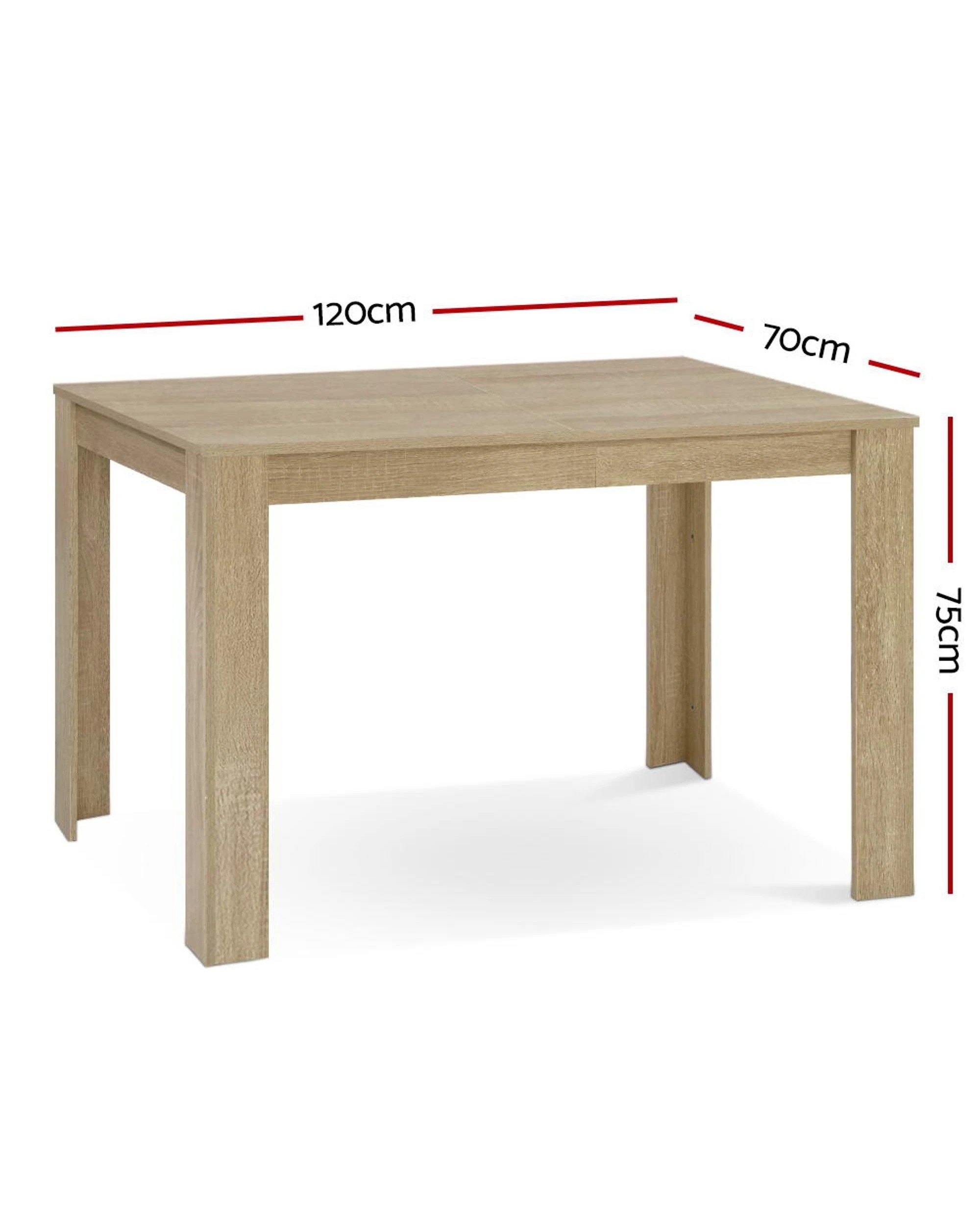 2 Artiss Dining Table Rectangular 4 Seater 120CM Oak Natu - Natural, 2 of 8