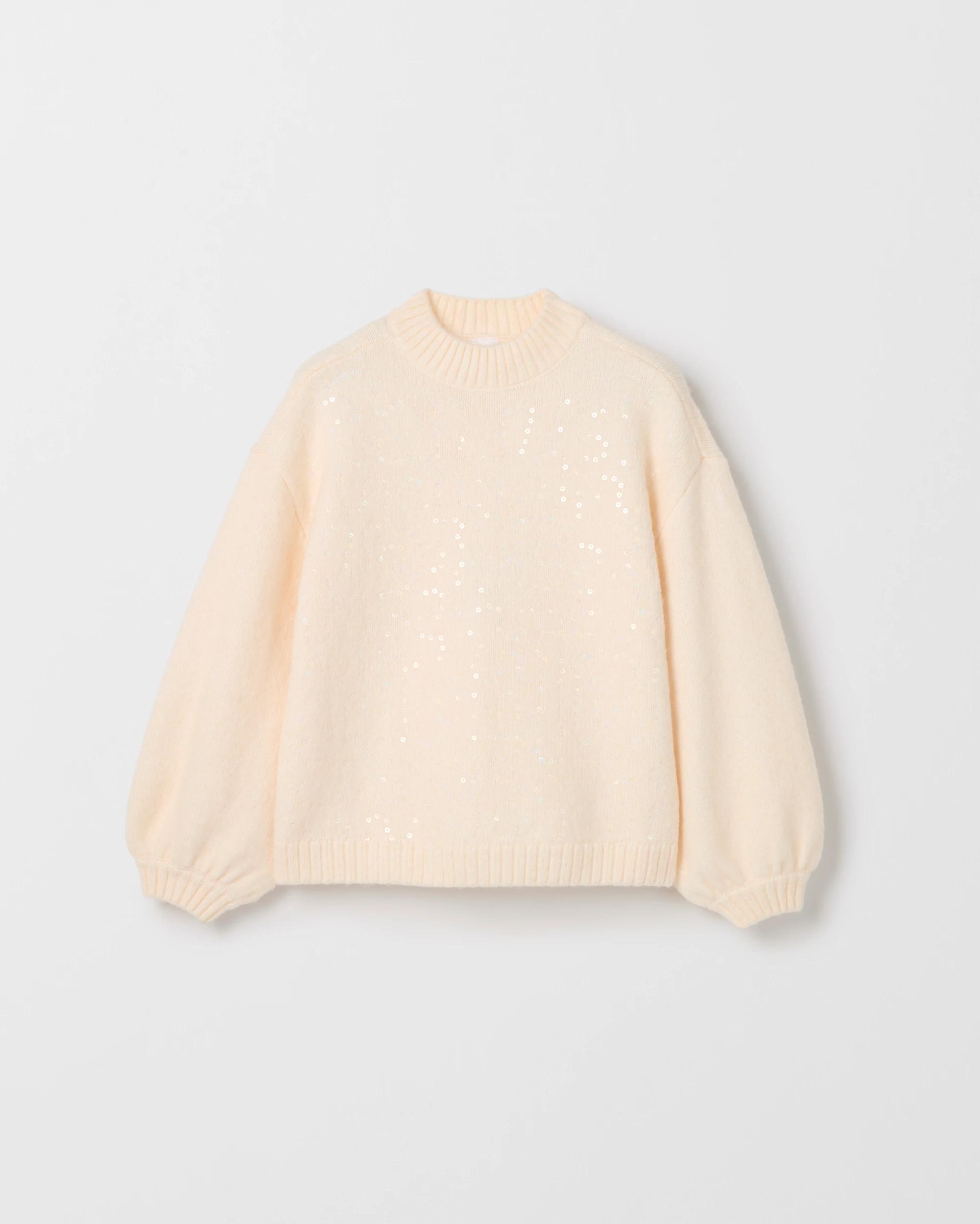 6 Target Kids Sequin Long Balloon Sleeve Knit Jumper CREAM, 6 of 7