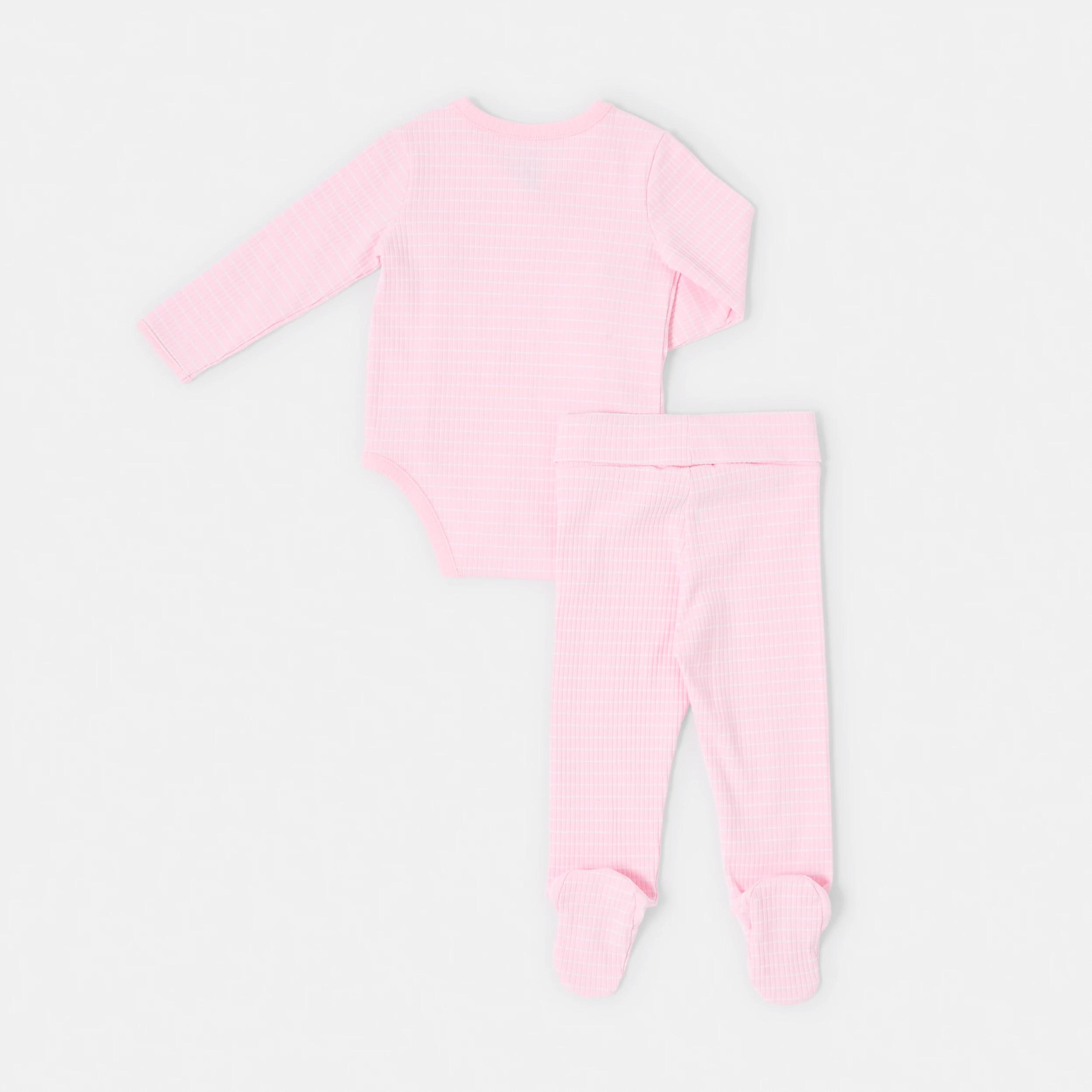 2 2 Piece Long Sleeve Wrap Newborn Set PINK STRIPE, 2 of 7