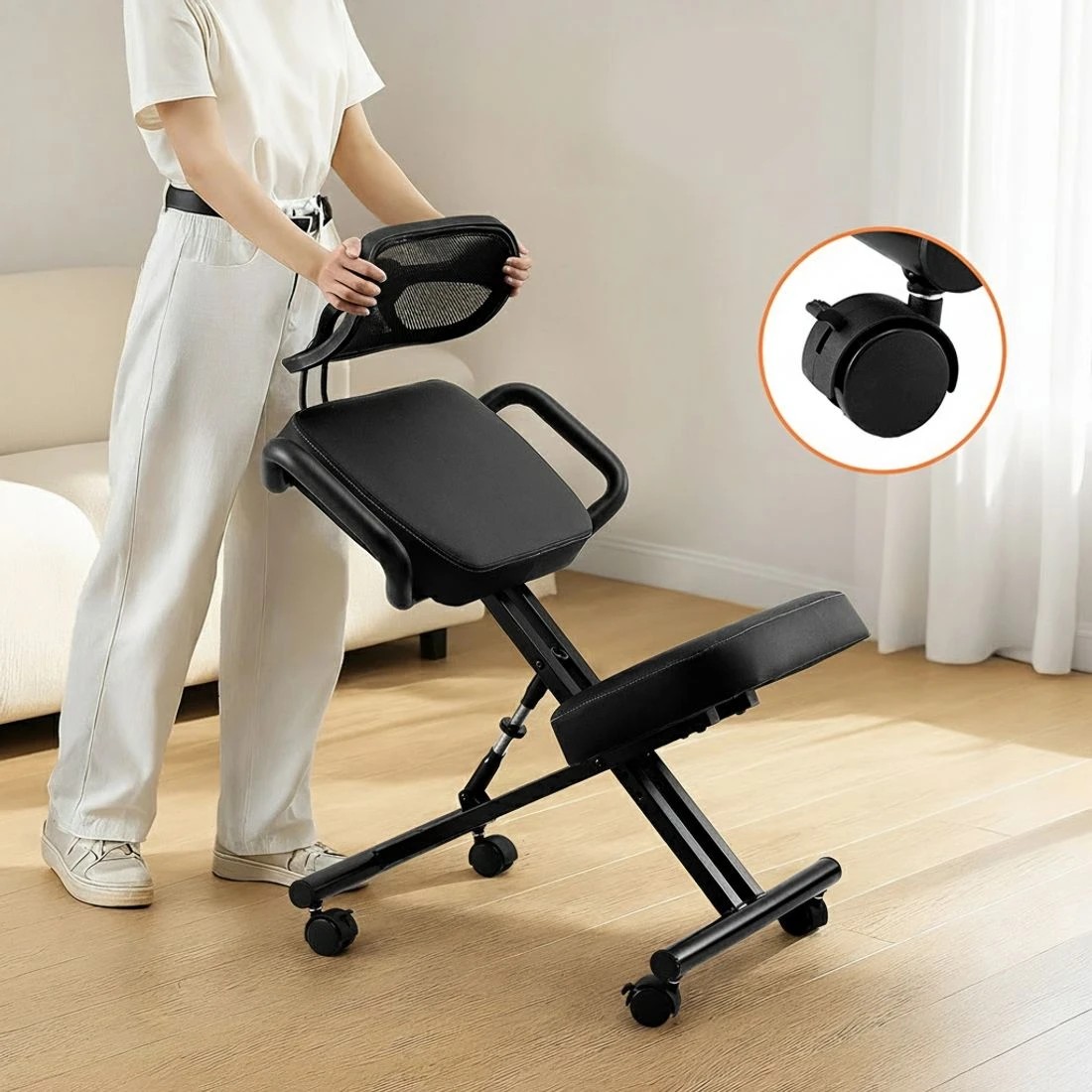5 Artiss Kneeling Chair Ergonomic Office Home Knee Seat Posture Back Stretch Rest - Black, 5 of 6
