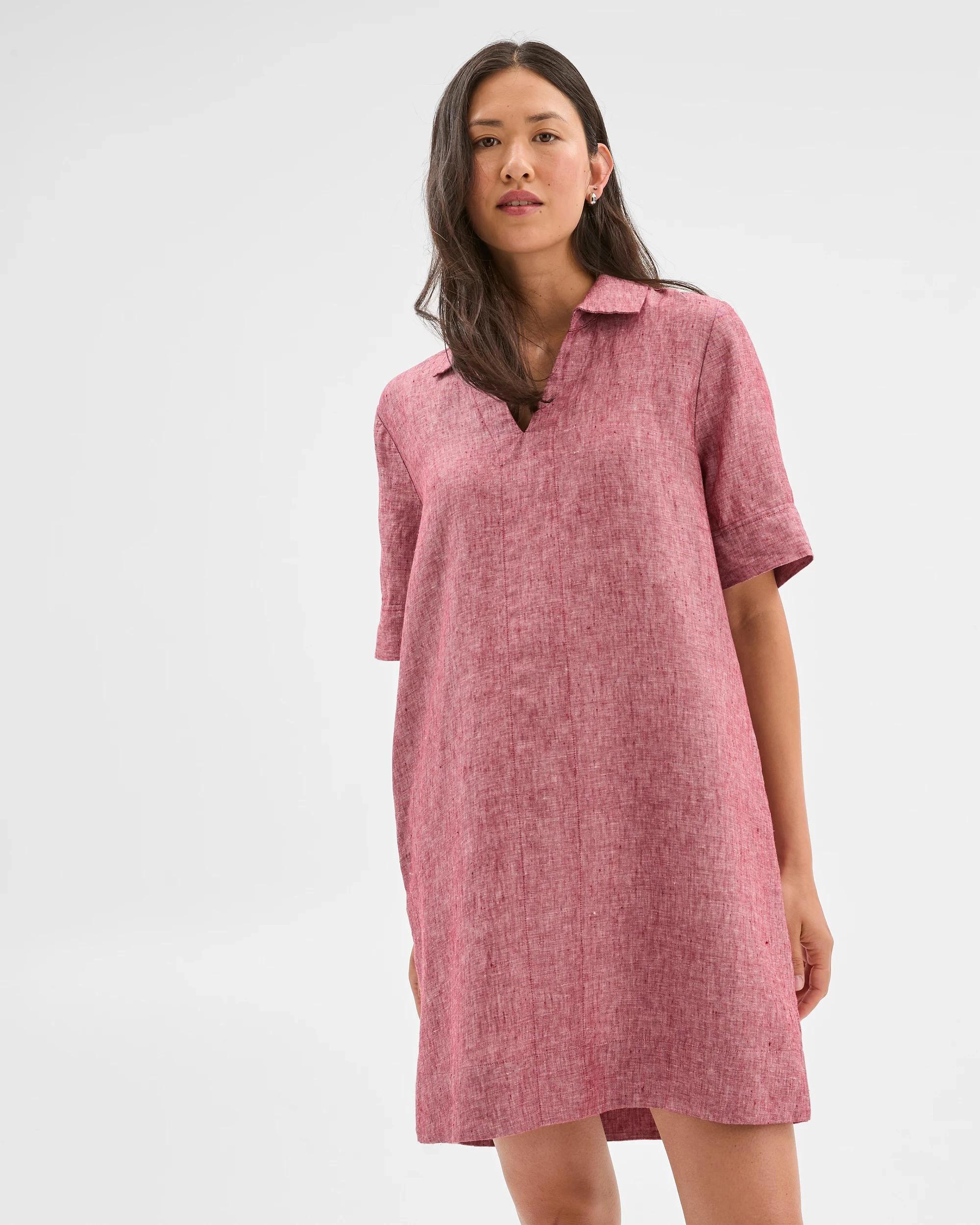 2 Target European Linen Polo Mini Dress RHUBARB X-DYE, 2 of 6