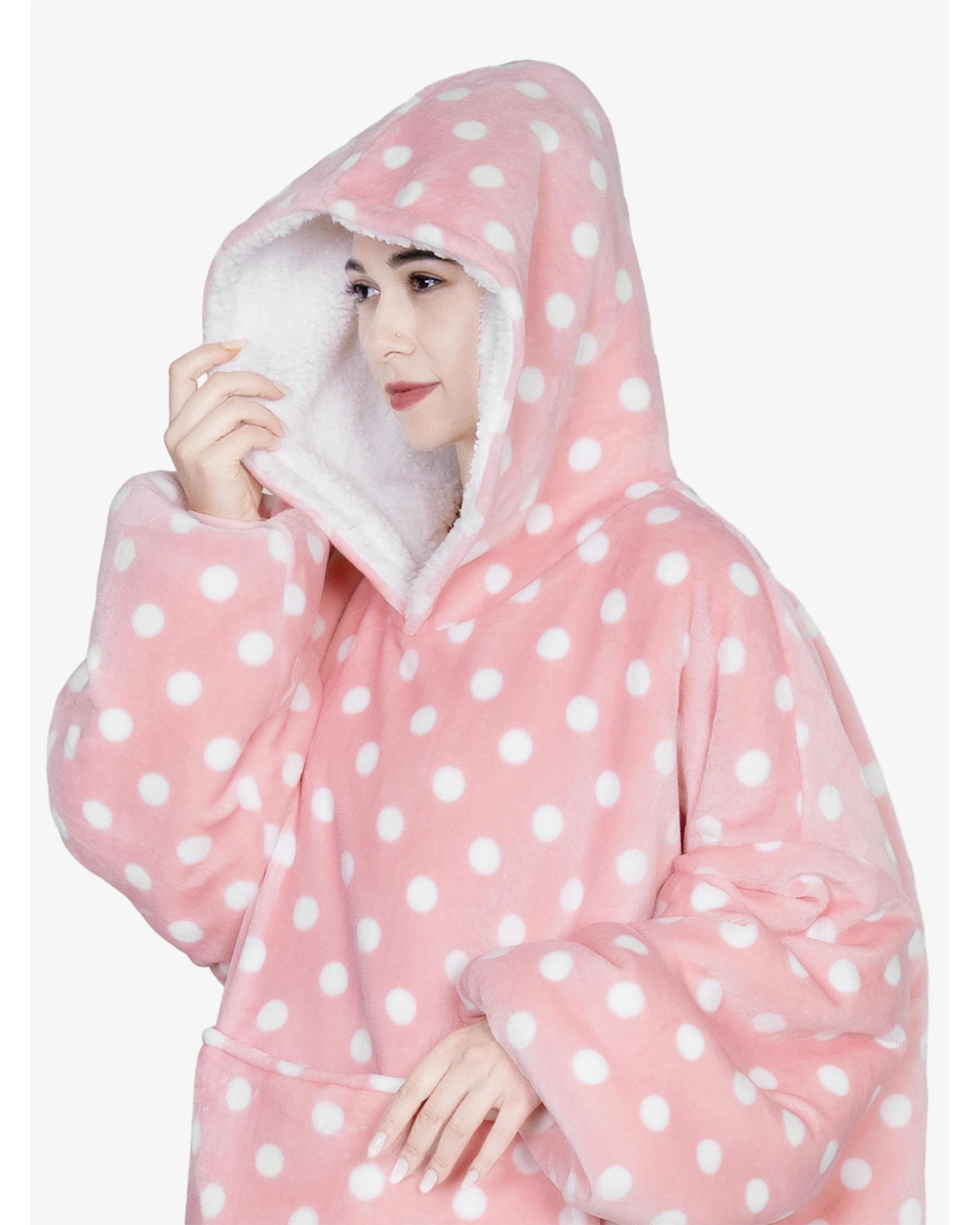 4 Advwin Winter Wearable Blanket Hoodie Adult Bear PINK POINT, 4 of 5