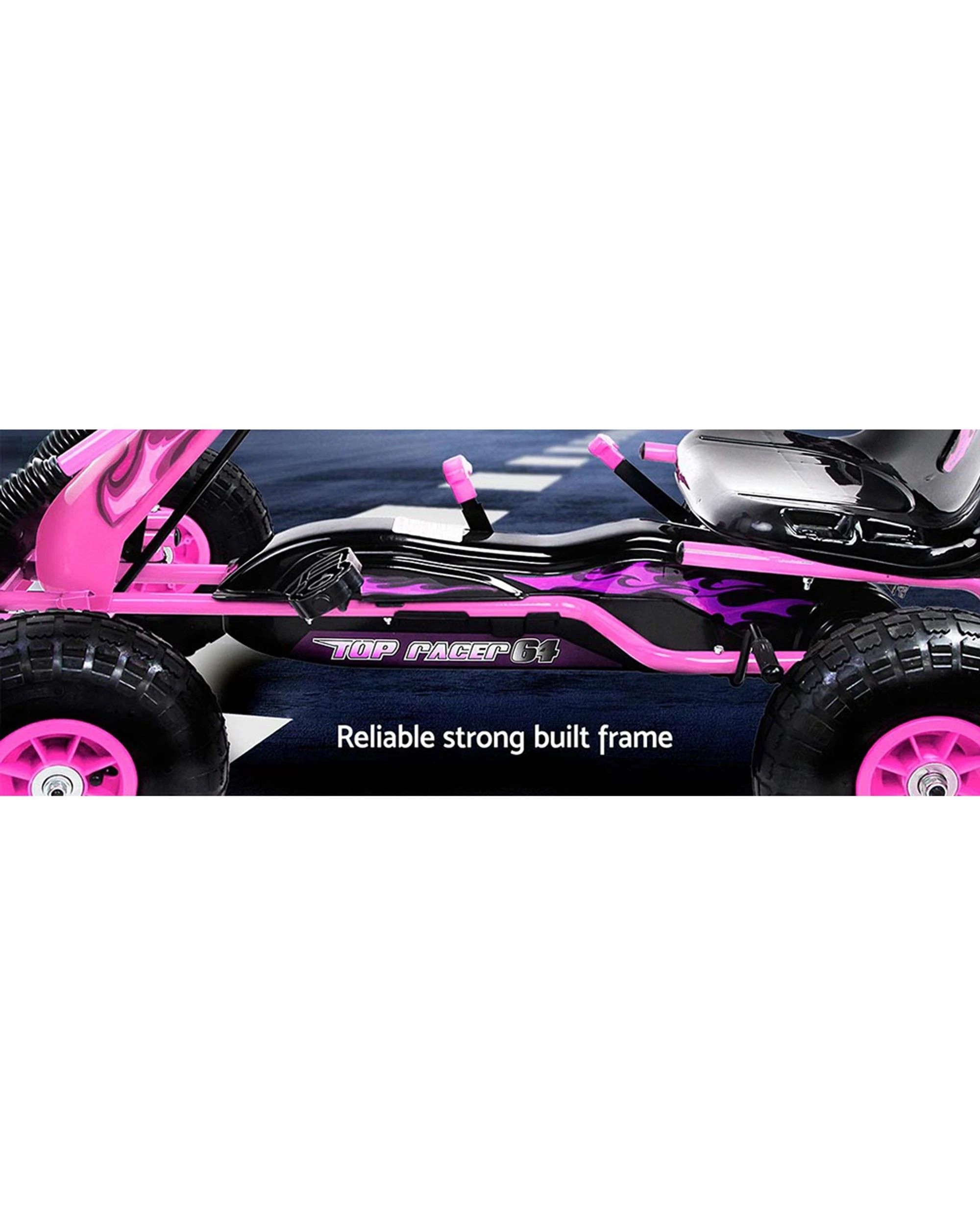 3 Rigo Kids Pedal Go Kart Ride On Toys Racing Car Rubber Tyre
 - Pink, 3 of 3