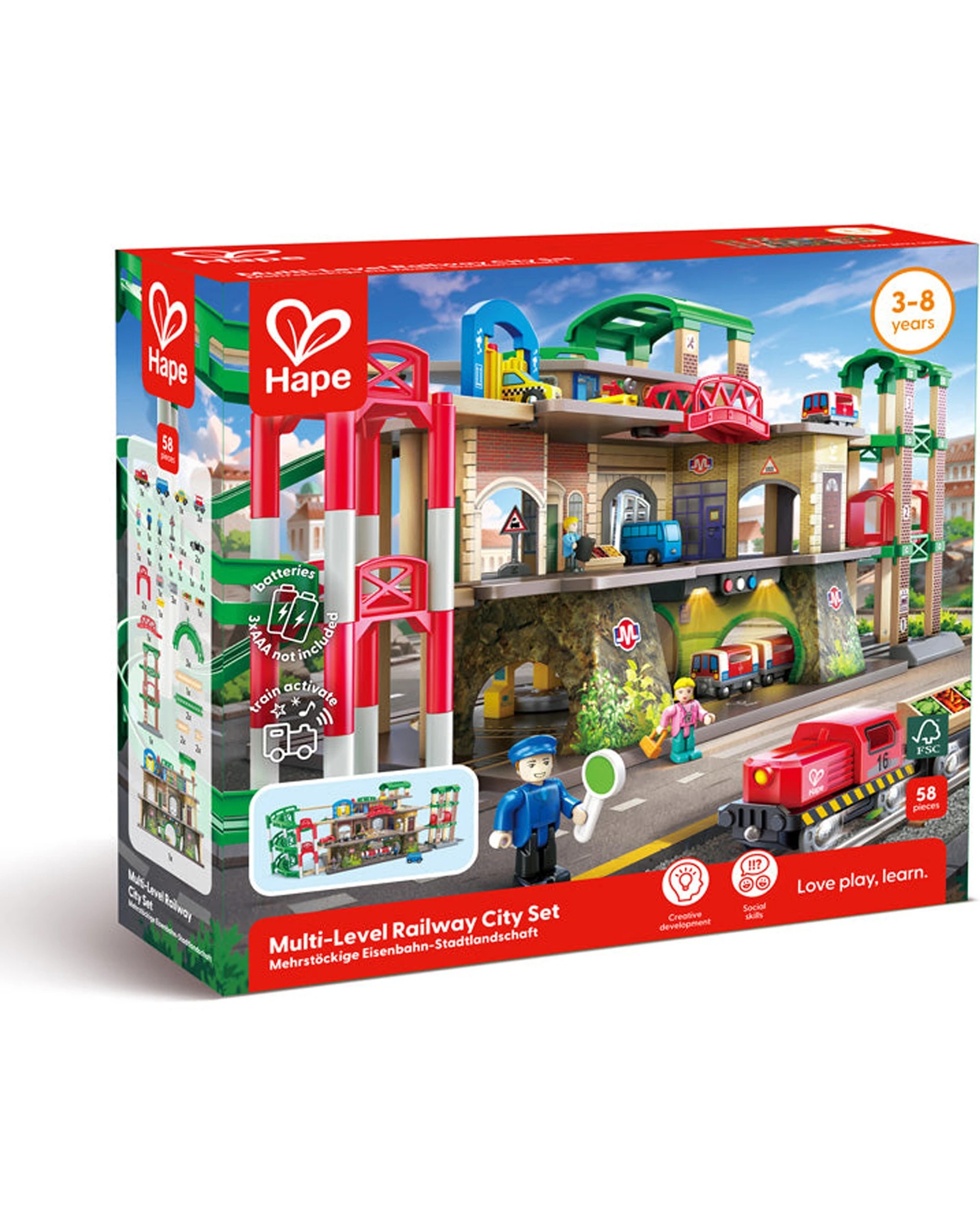 2 Hape Muti-Layer City Set Four-Storey Kids Railway Toy Playset - Multi, 2 of 3