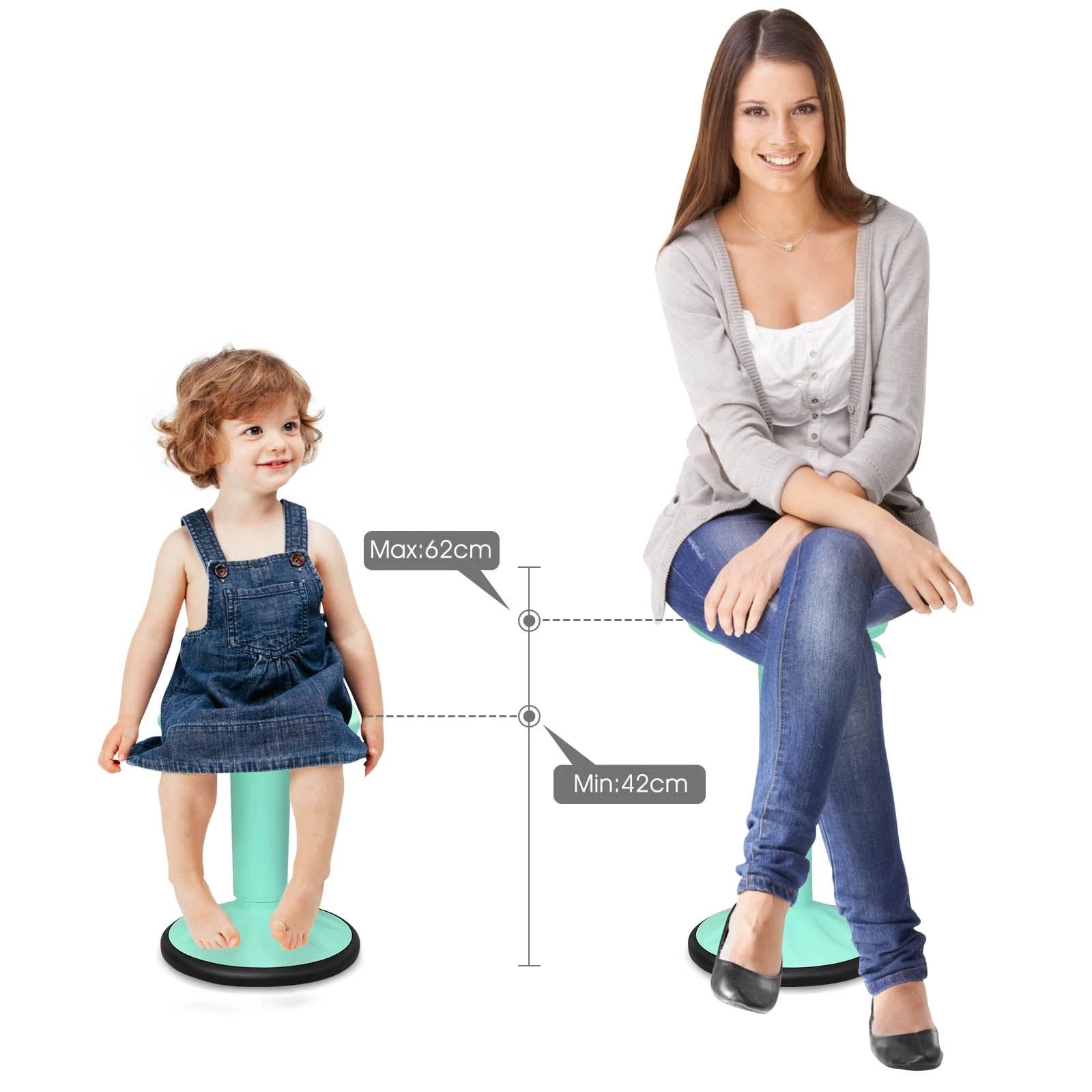 2 Costway Ergonomic Wobble Stool Sit Stand Chair Height Adjustable - Green, 2 of 3