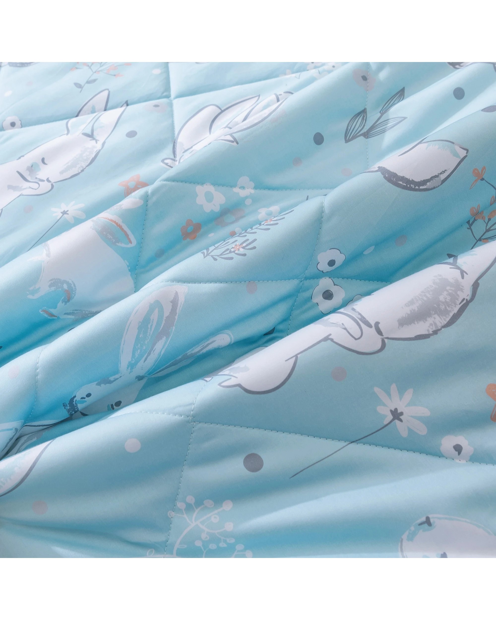4 Jack & Ava Comforter Set Sleepy Bunnies - King Single Bed - Blue, 4 of 5