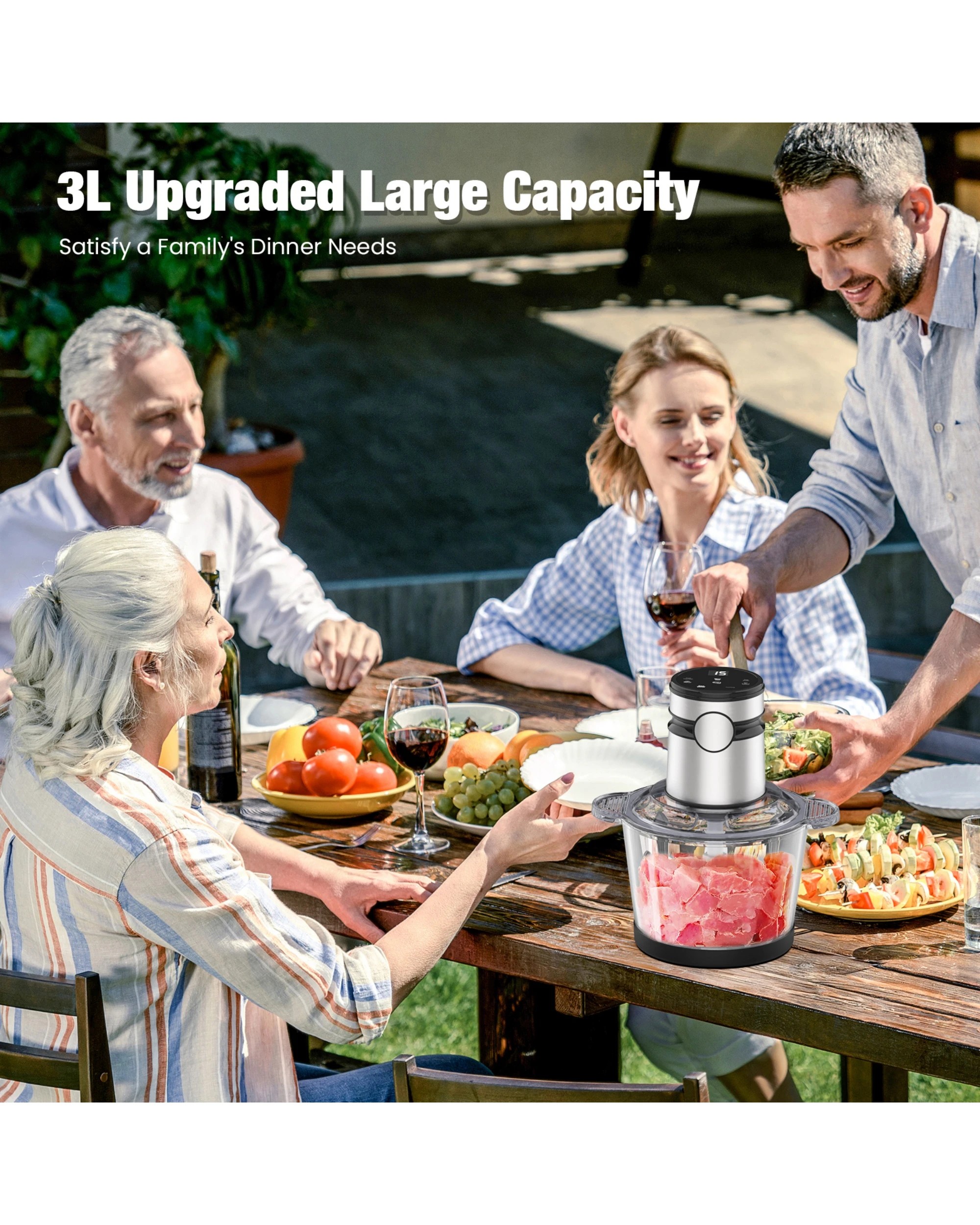 8 Advwin Electric Chopper, 3l Food Processor With 4 Sharp Blades, 300w Meat Grinder For Veg/meat/egg, 8 of 9