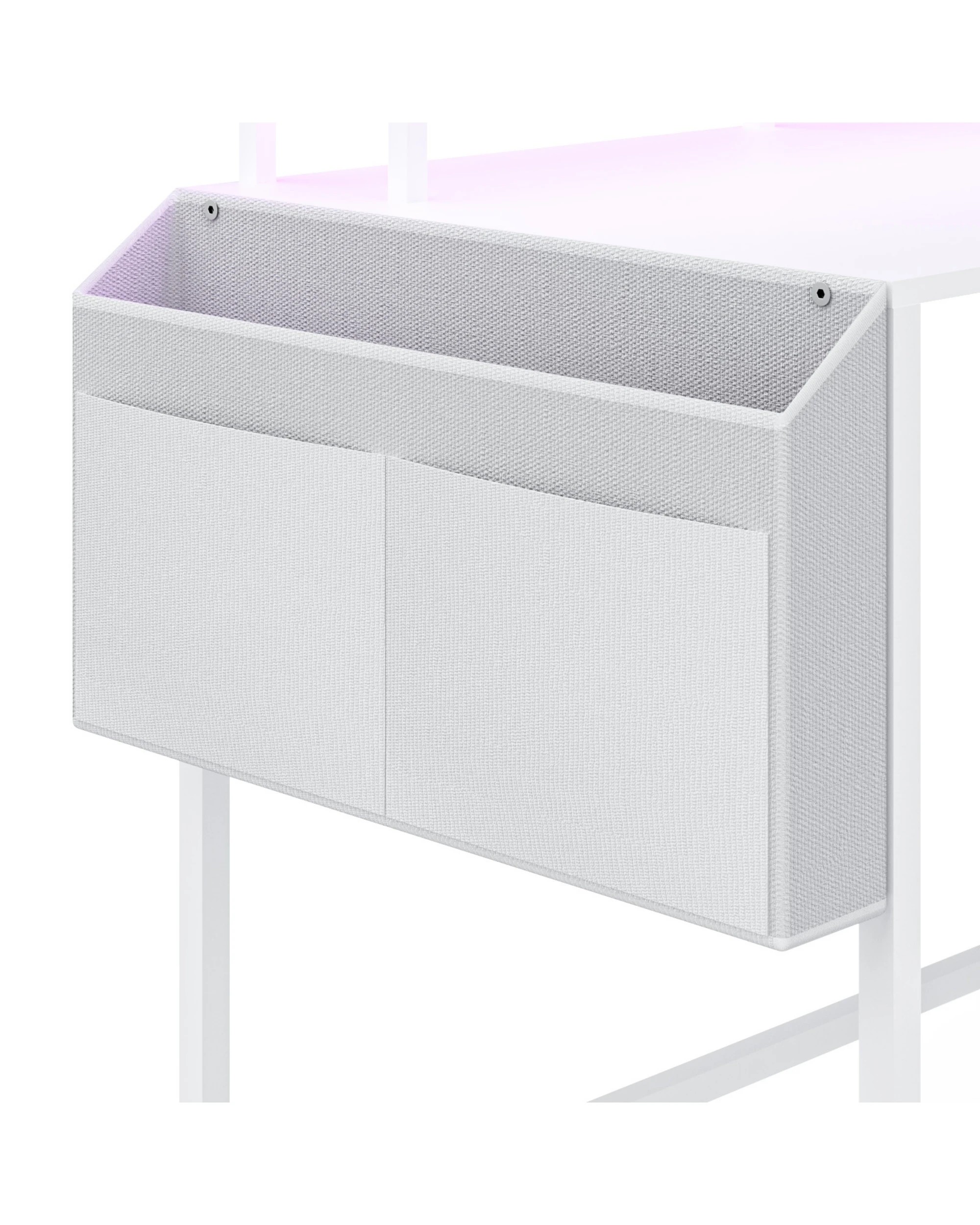 10 Advwin 150cm L Shaped Computer Desk w/ LED Lights & Power Outlets  - White, 10 of 10