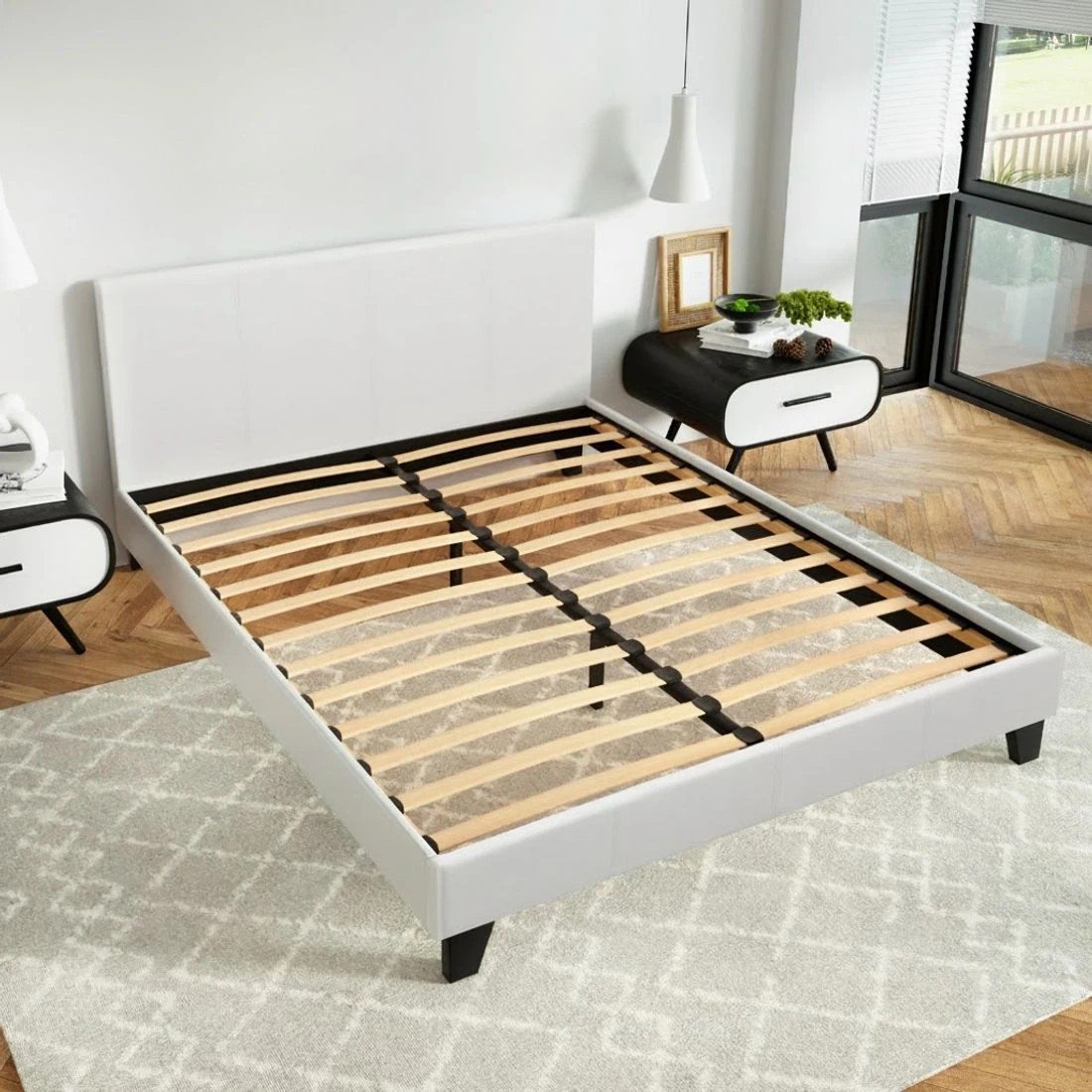 4 Artiss Bed Frame Queen Size  NEO - White, 4 of 7