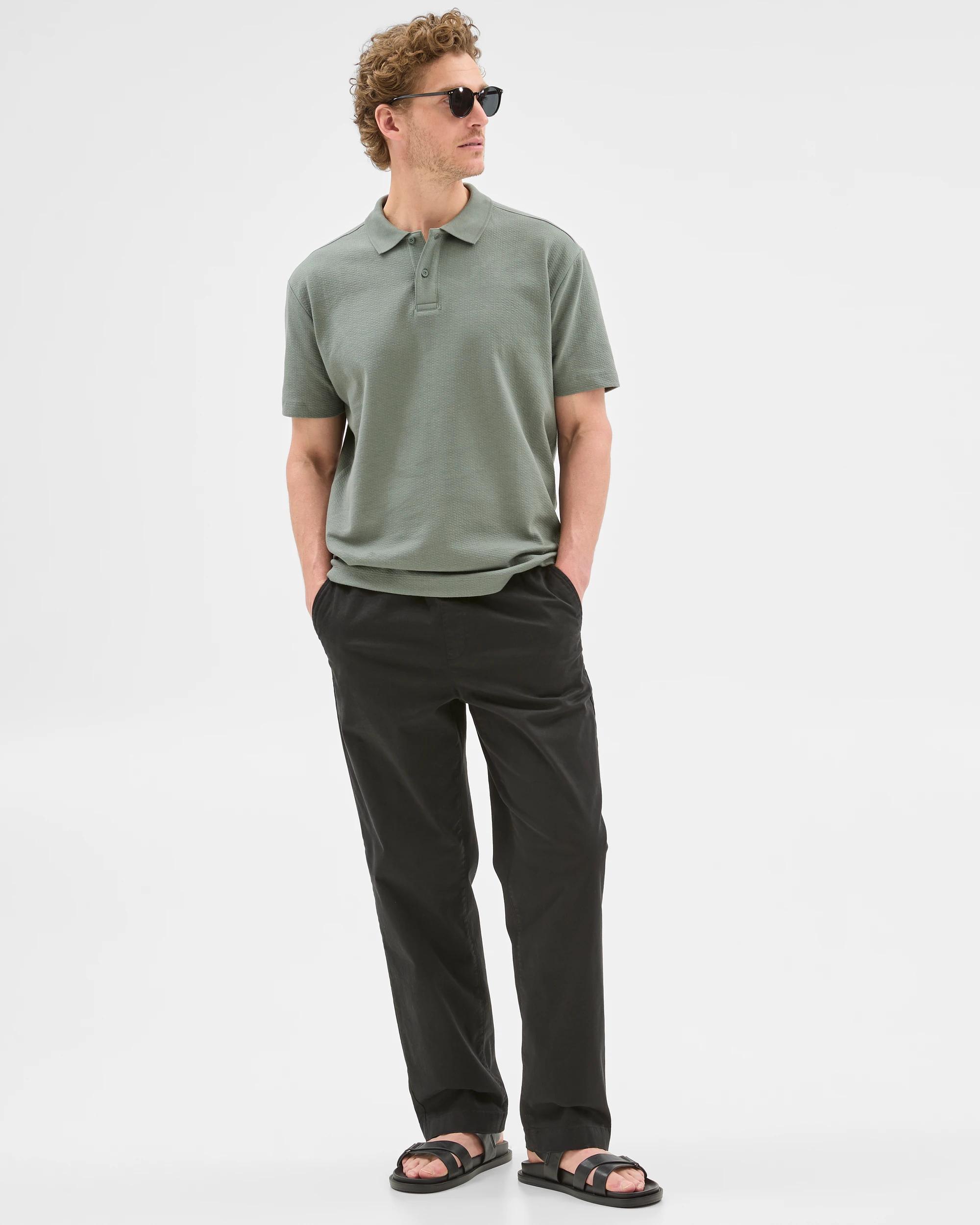 1 Target Australian Cotton Blend Textured Polo Shirt GREEN, 1 of 5