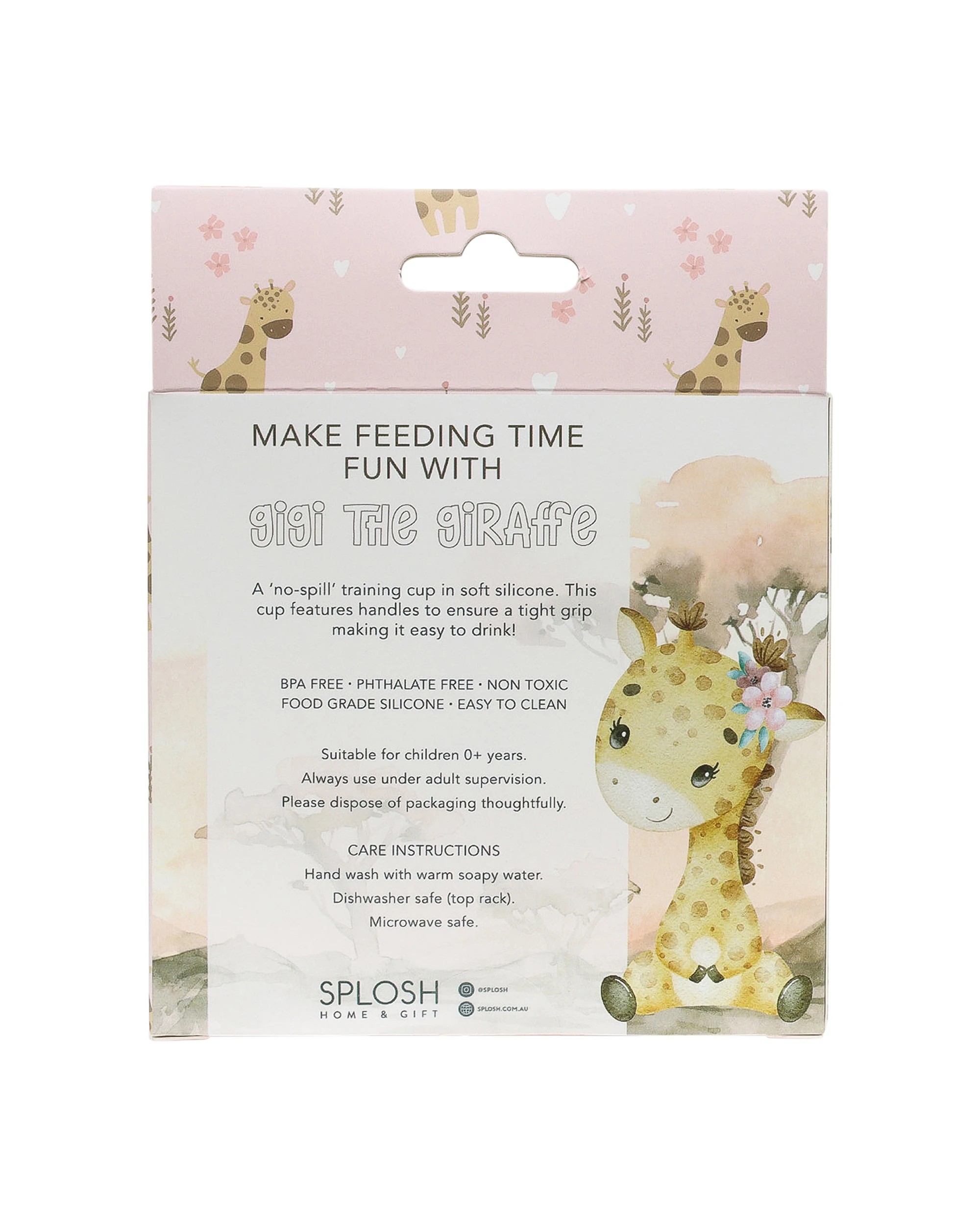 3 Splosh Baby Giraffe Silicone Sippy Cup With Handles 0 Years And Up LFGB - Pink, 3 of 3