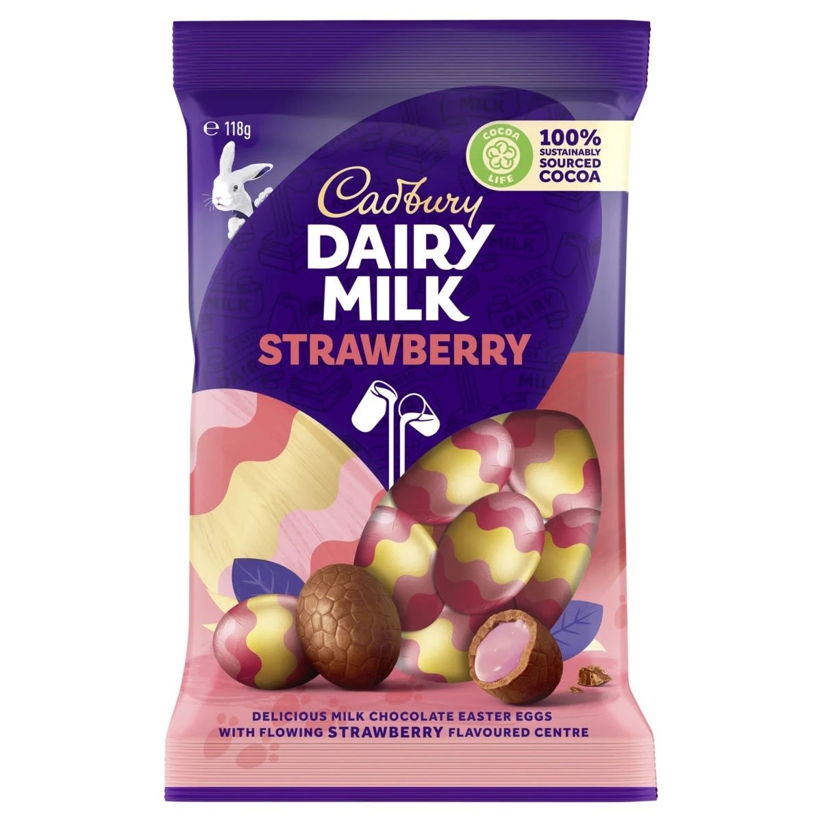 1 Cadbury Dairy Milk Strawberry Easter Egg Bag 118g, 1 of 3