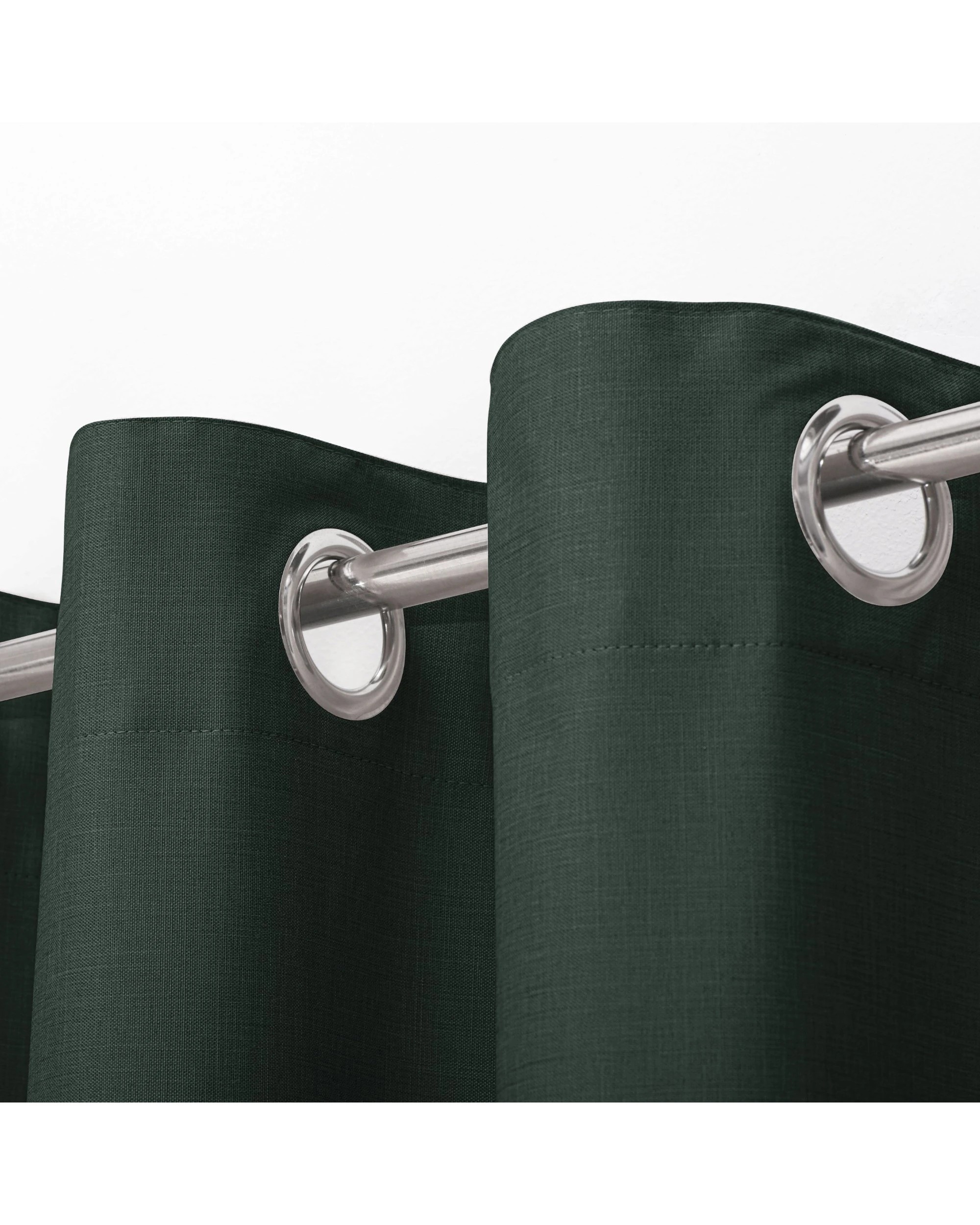 2 Sherwood Faux Linen 100% Blockout Eyelet Curtain Pair 180x223cm - Forest Green, 2 of 5