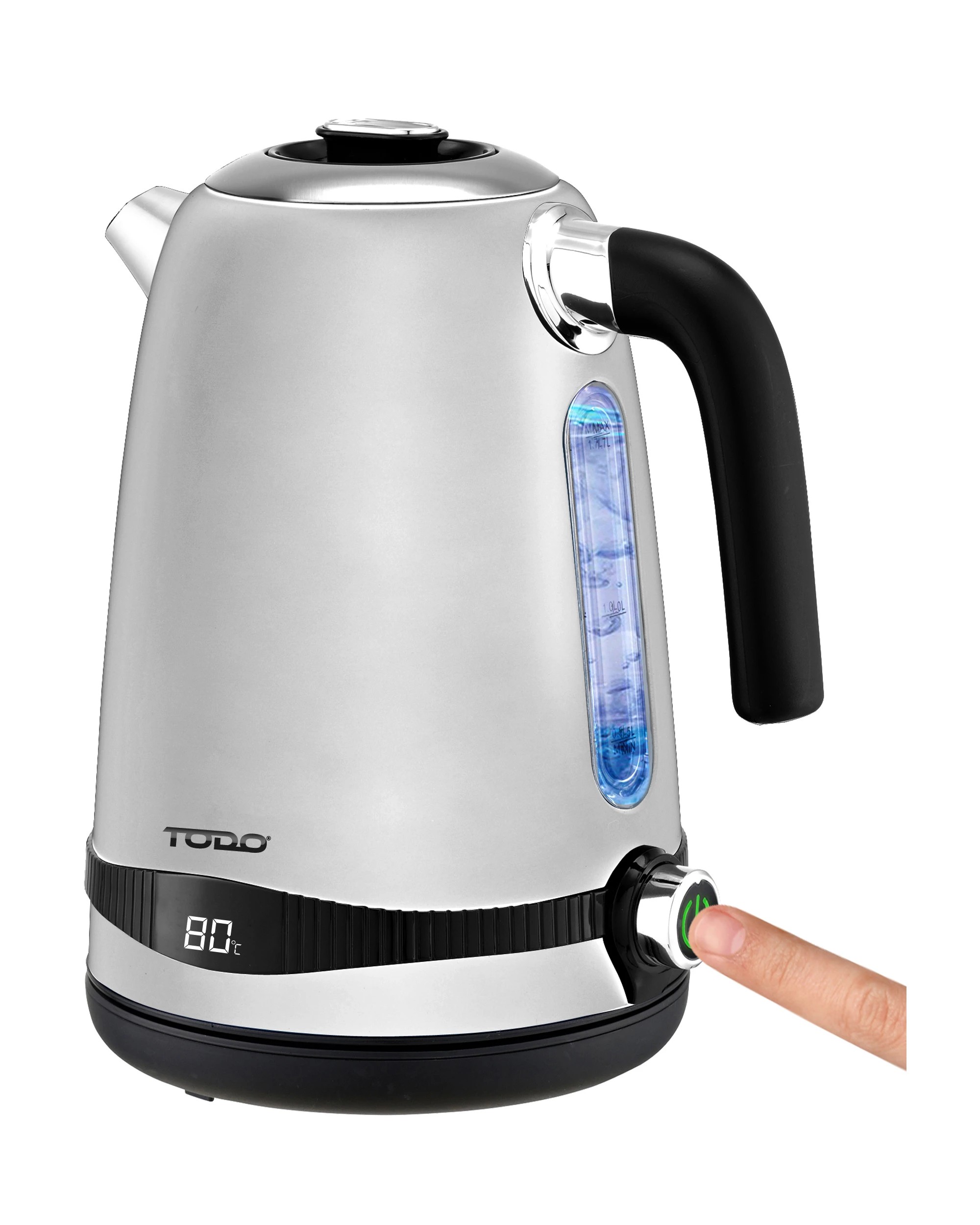 3 TODO 1.7L Stainless Steel Cordless Kettle Keep Warm Electric Led Water Jug - Silver, 3 of 6
