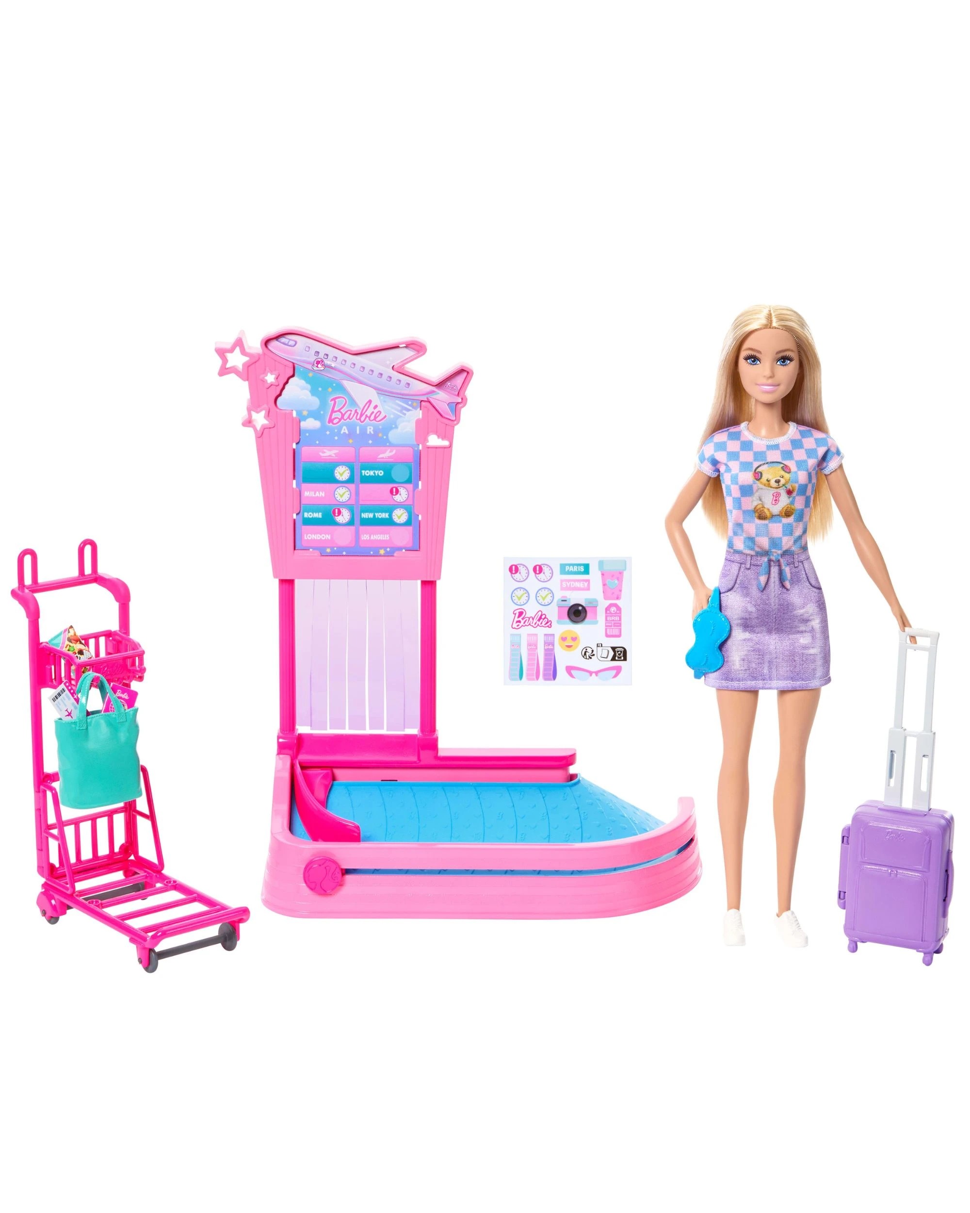 2 Barbie ‘Malibu’ Travel Doll Baggage Claim Playset & Accessories, 2 of 4