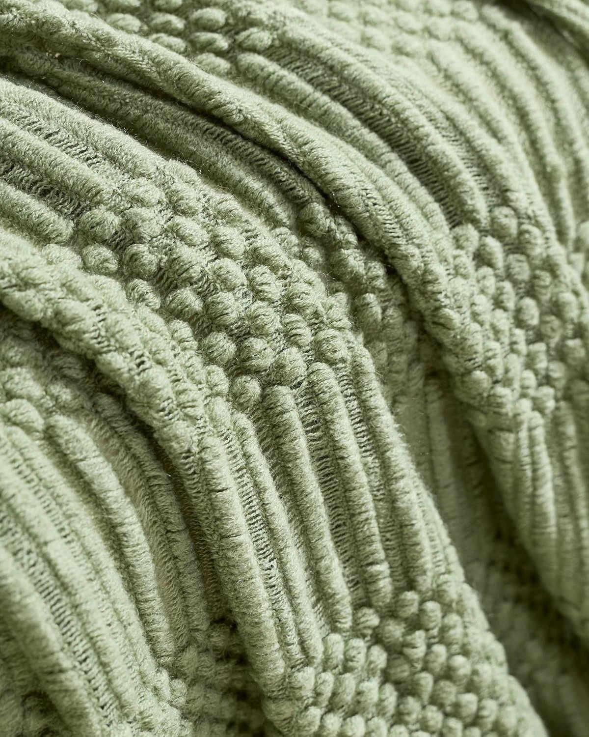 3 Gioia Casa Textured Knitted Throw 130x170cm - Sage Green, 3 of 4