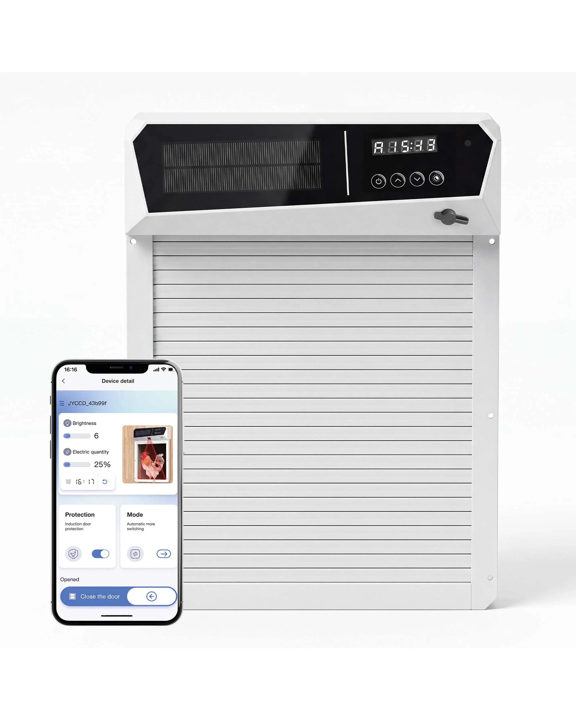 2 Advwin Automatic Chicken Coop Door Solar Powered with APP Control Includes Timer Light Sensor & Smart Modes, 2 of 8