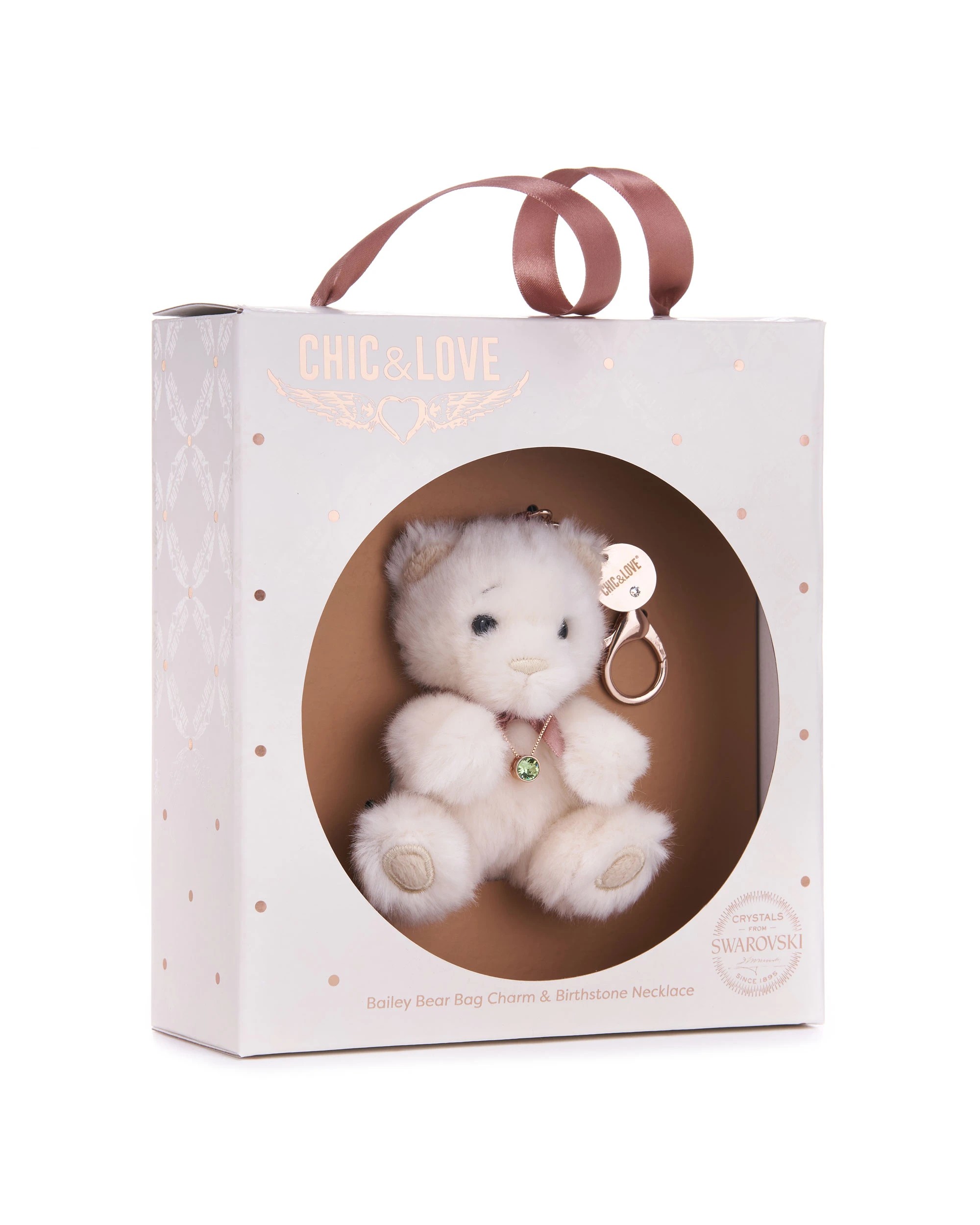 3 Chic & Love - Bailey Bear Bag Charm & Necklace August - Gift Set - White, 3 of 4