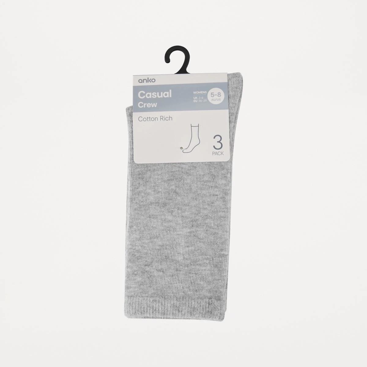 3 3 Pack Crew Socks SILVER MARLE, 3 of 3