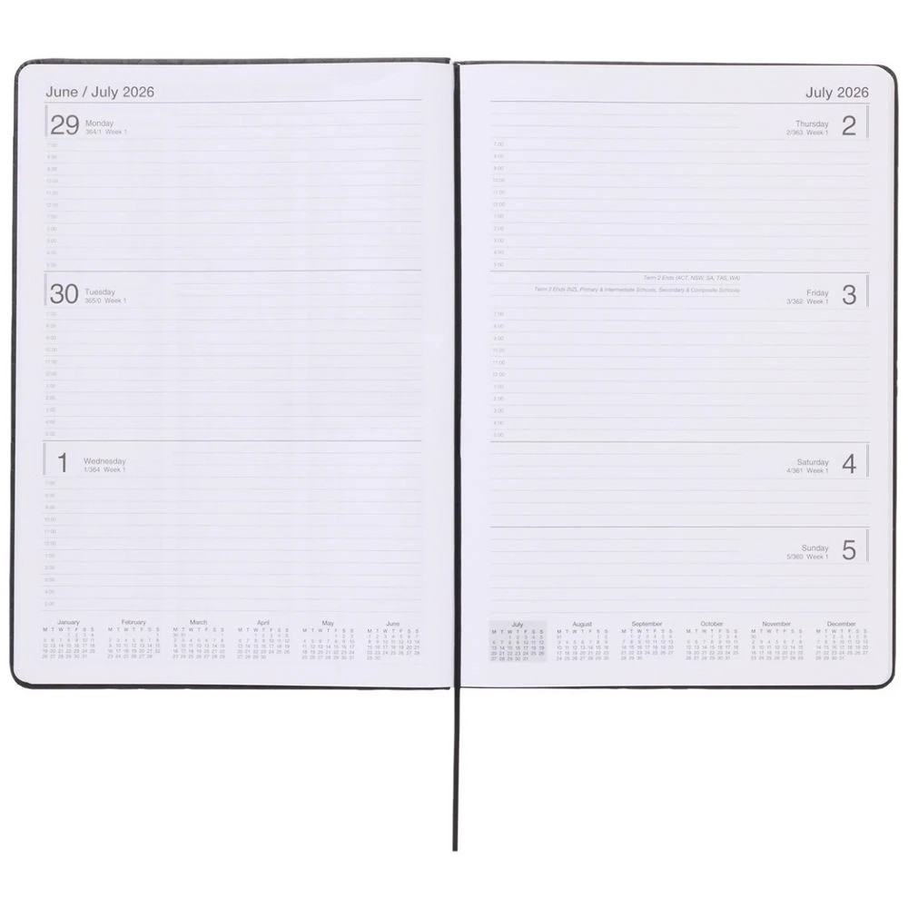 6 J.Burrows A4 Week-To-View Embossed Diary FY26/27 Black, 6 of 6