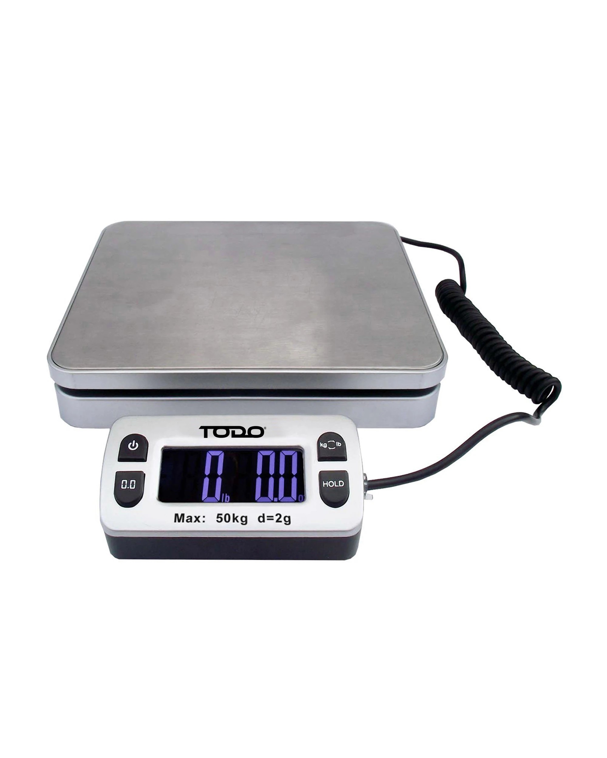 1 TODO 50Kg Digital Postal Scale Blue Lcd Display Stainless Steel Post 2G Graduation, 1 of 2