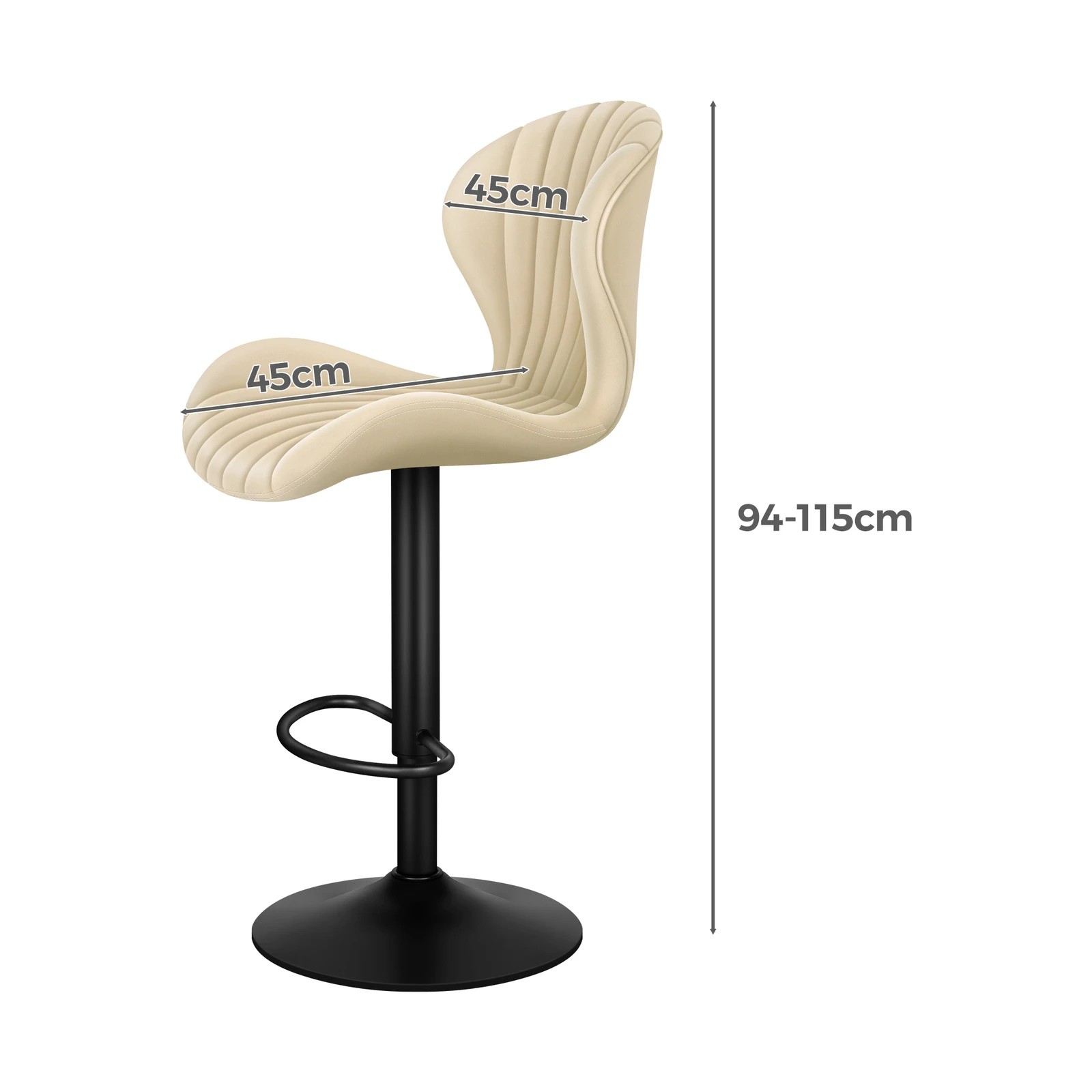 10 Alfordson 2x Bar Stools Gas Lift Air Leather Bar Chairs Kitchen Swivel - Beige, 10 of 10