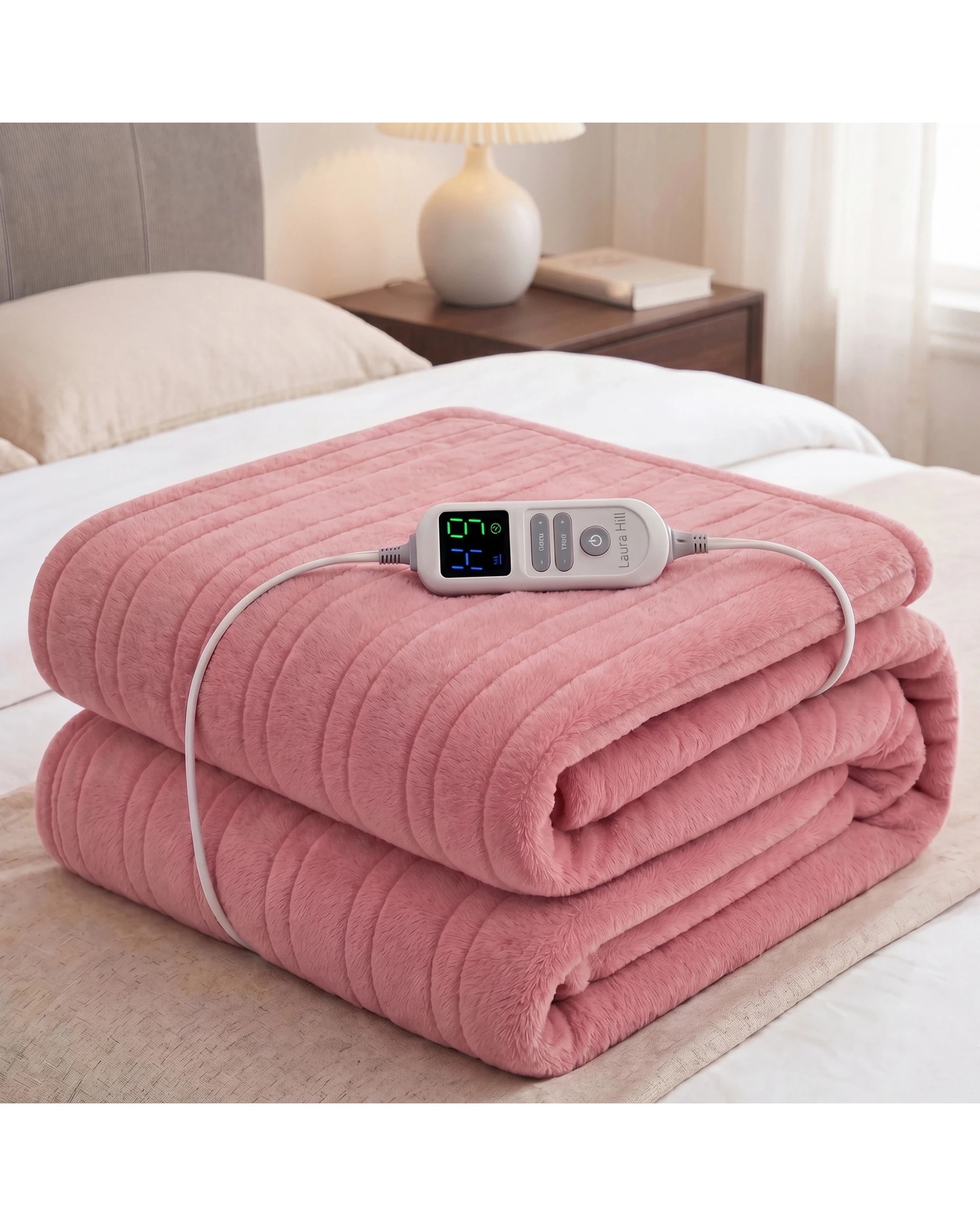 2 Laura Hill XL Electric Heated Blanket Throw Soft Coral Fleece 10 Heat Settings Machine Washable - Pink, 2 of 8