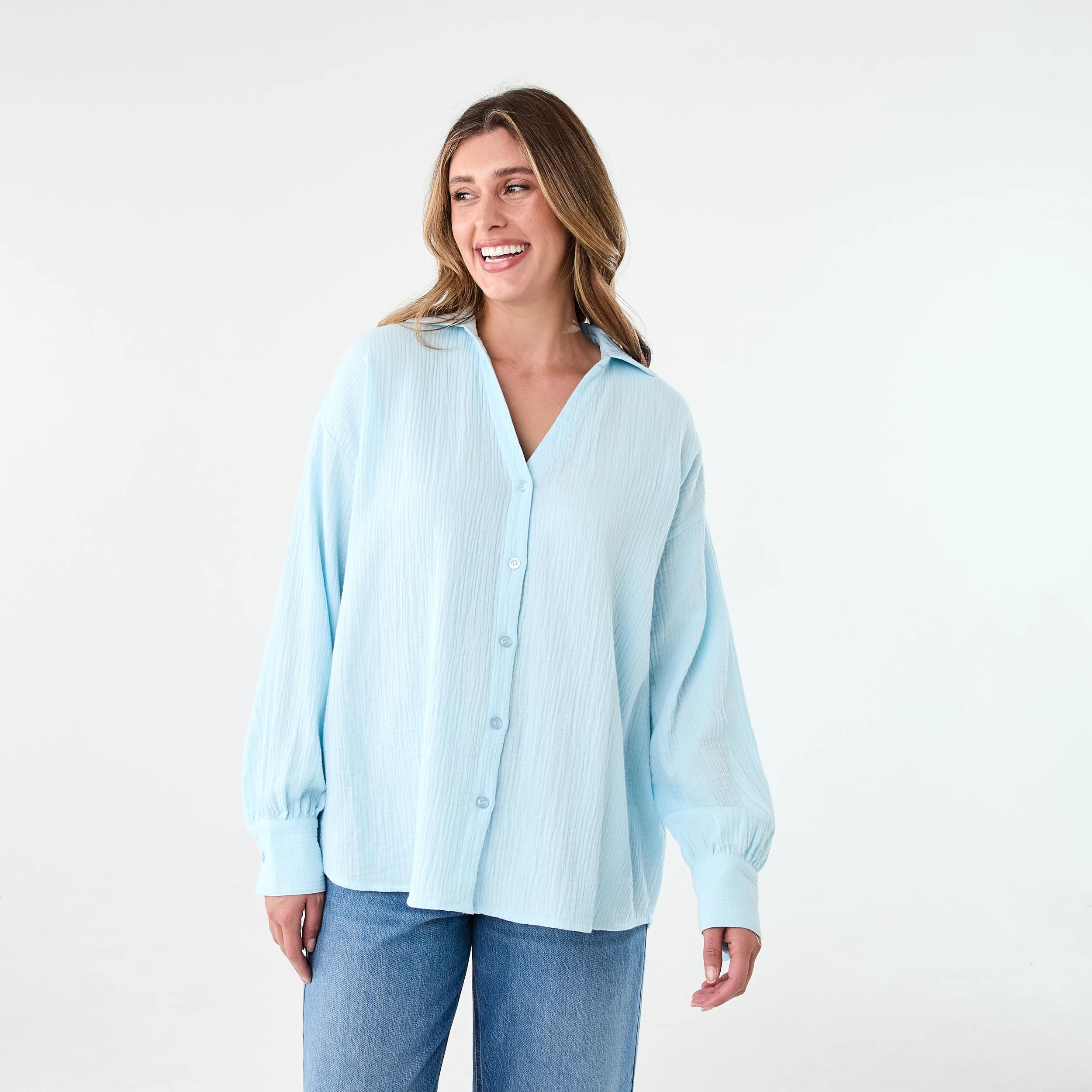 1 Long Sleeve Double Cloth Shirt Blue Sugar, 1 of 7