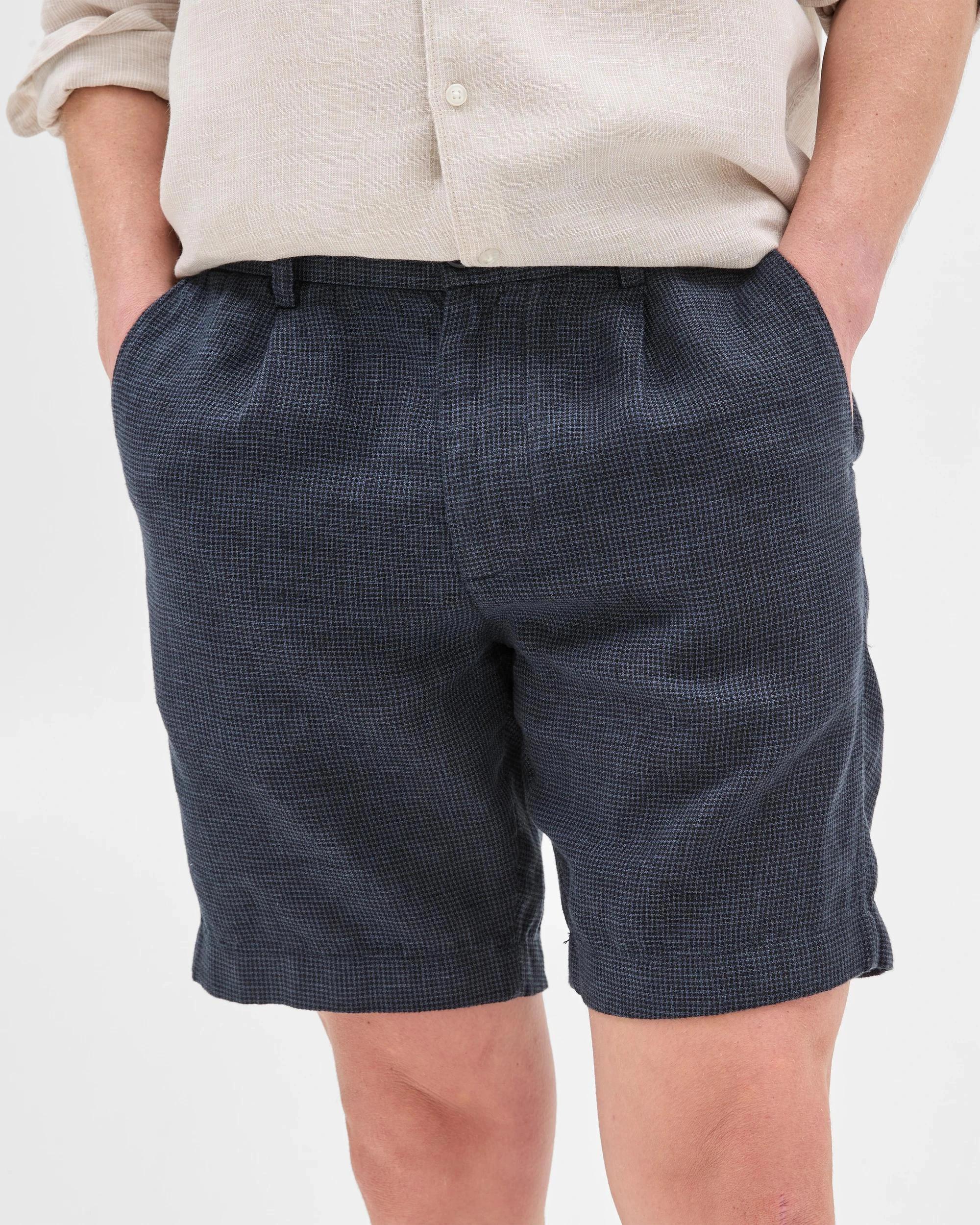 3 Target European Linen Pleated Chino Shorts NAVY, 3 of 6