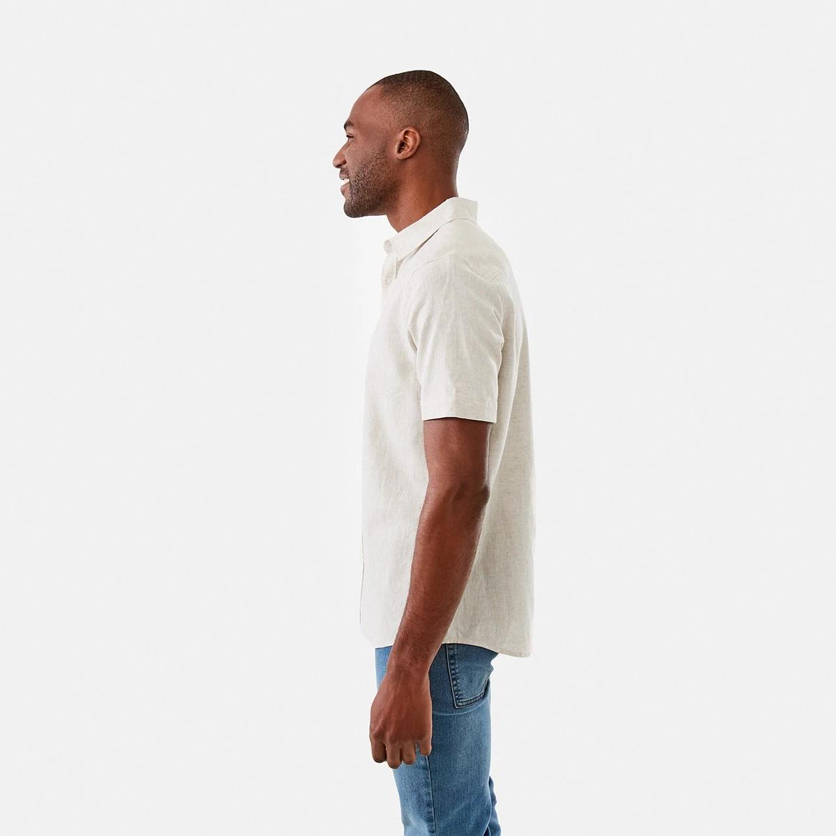 2 Short Sleeve Solid Linen Blend Shirt Bge Ntural, 2 of 6