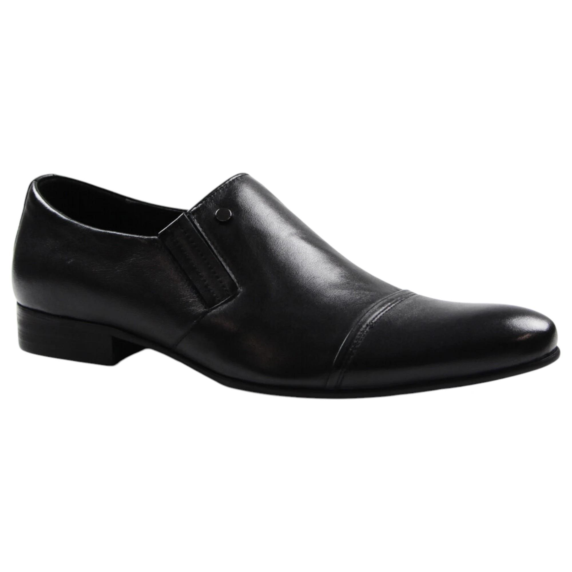 1 Zasel Mens Sami Leather Work Formal Casual Dress Loafers Slip On Men Shoes BLACK, 1 of 3