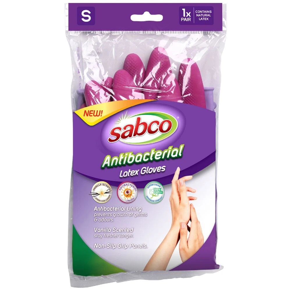 1 Sabco Antibacterial Gloves Small 1 Pair, 1 of 2