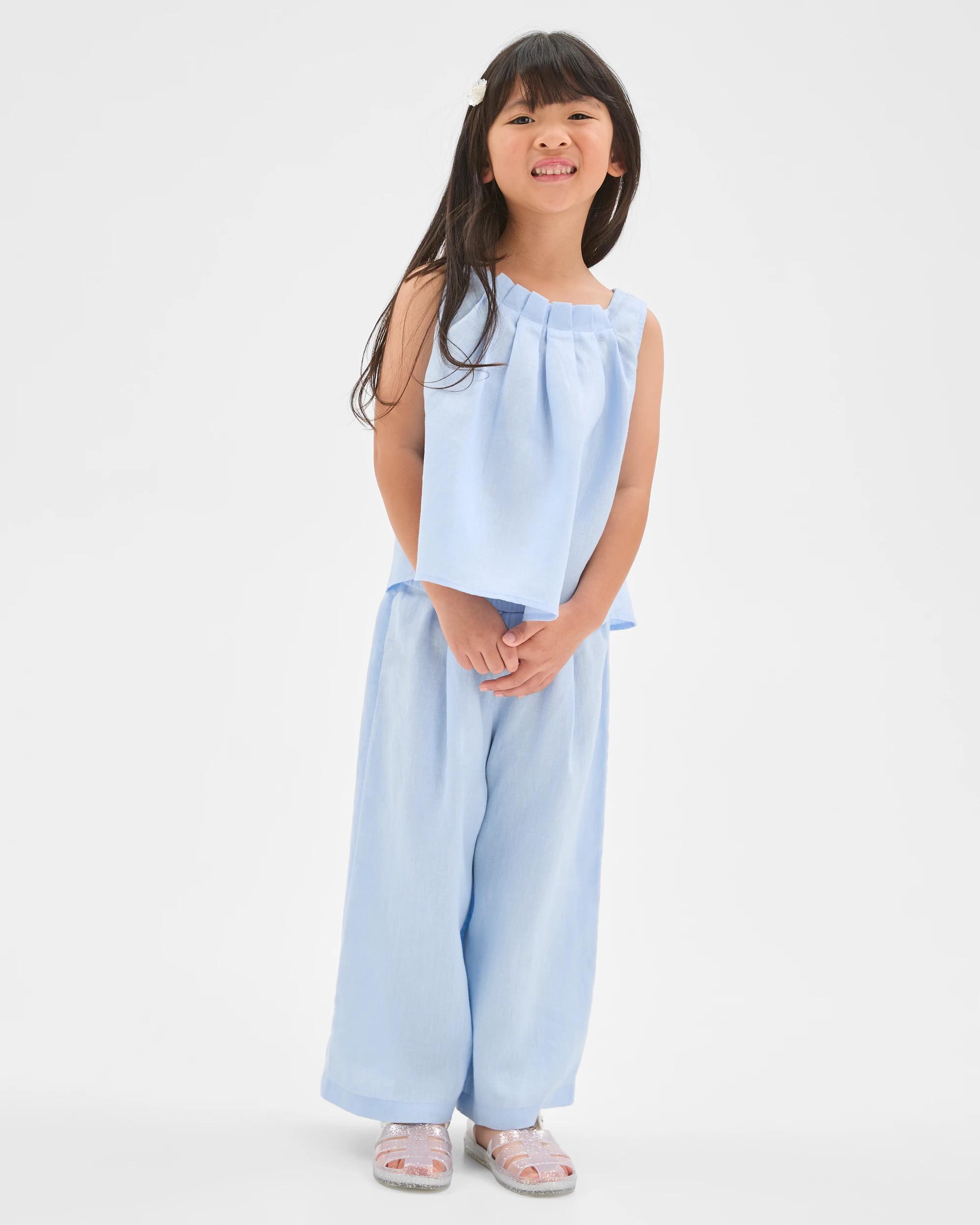 2 Target Kids European Linen Co-ord Tank Top LIGHT BLUE, 2 of 6