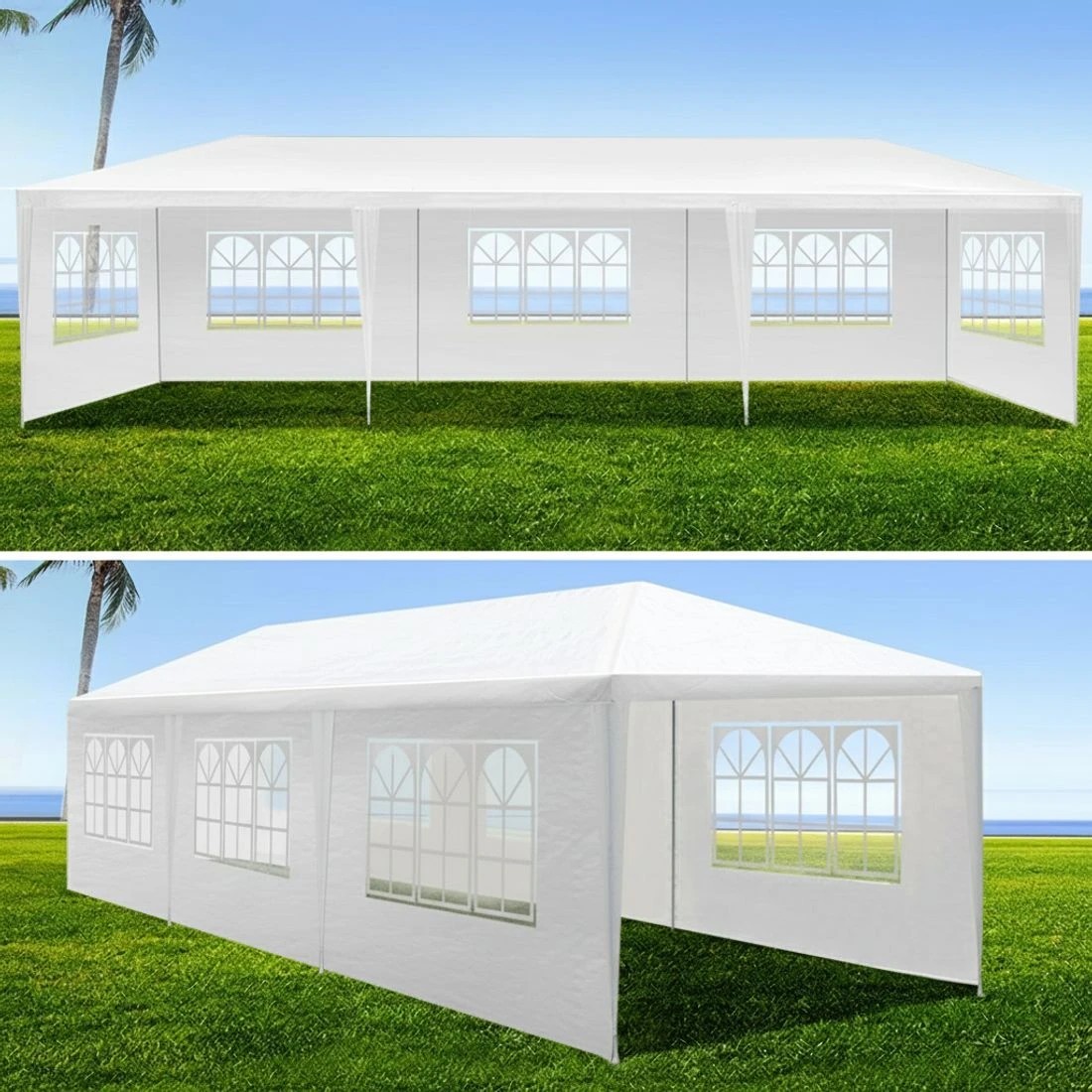 4 Instahut Gazebo 3x9m Marquee Wedding Party Tent Outdoor Camping Side Wall Canopy 8 Panel - White, 4 of 6