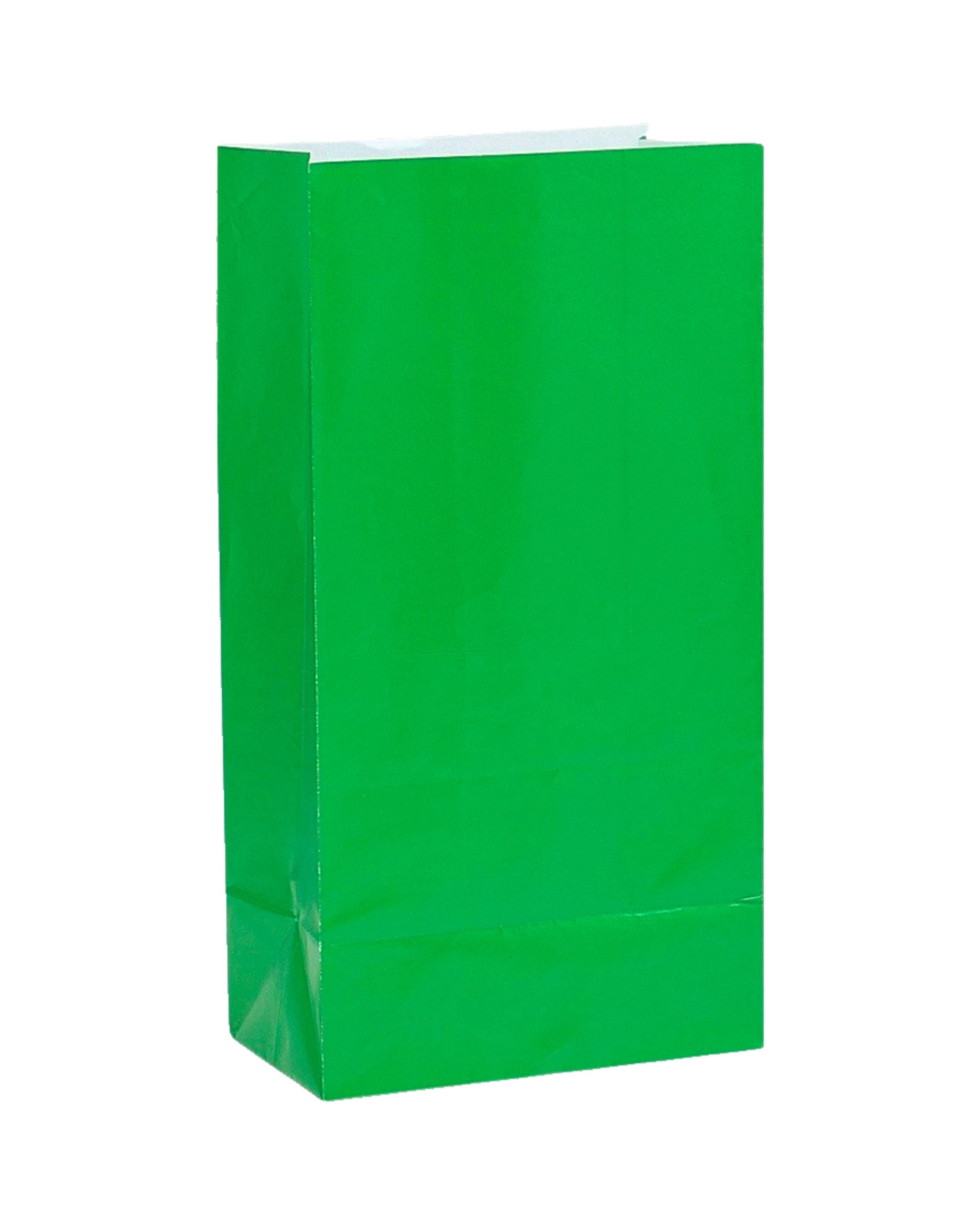 1 Unique Green Paper Party Bags Pack of 12 - Green, 1 of 2
