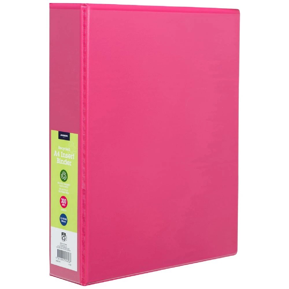1 J.Burrows Insert Binder A4 3 D-Ring 38mm Pink, 1 of 6