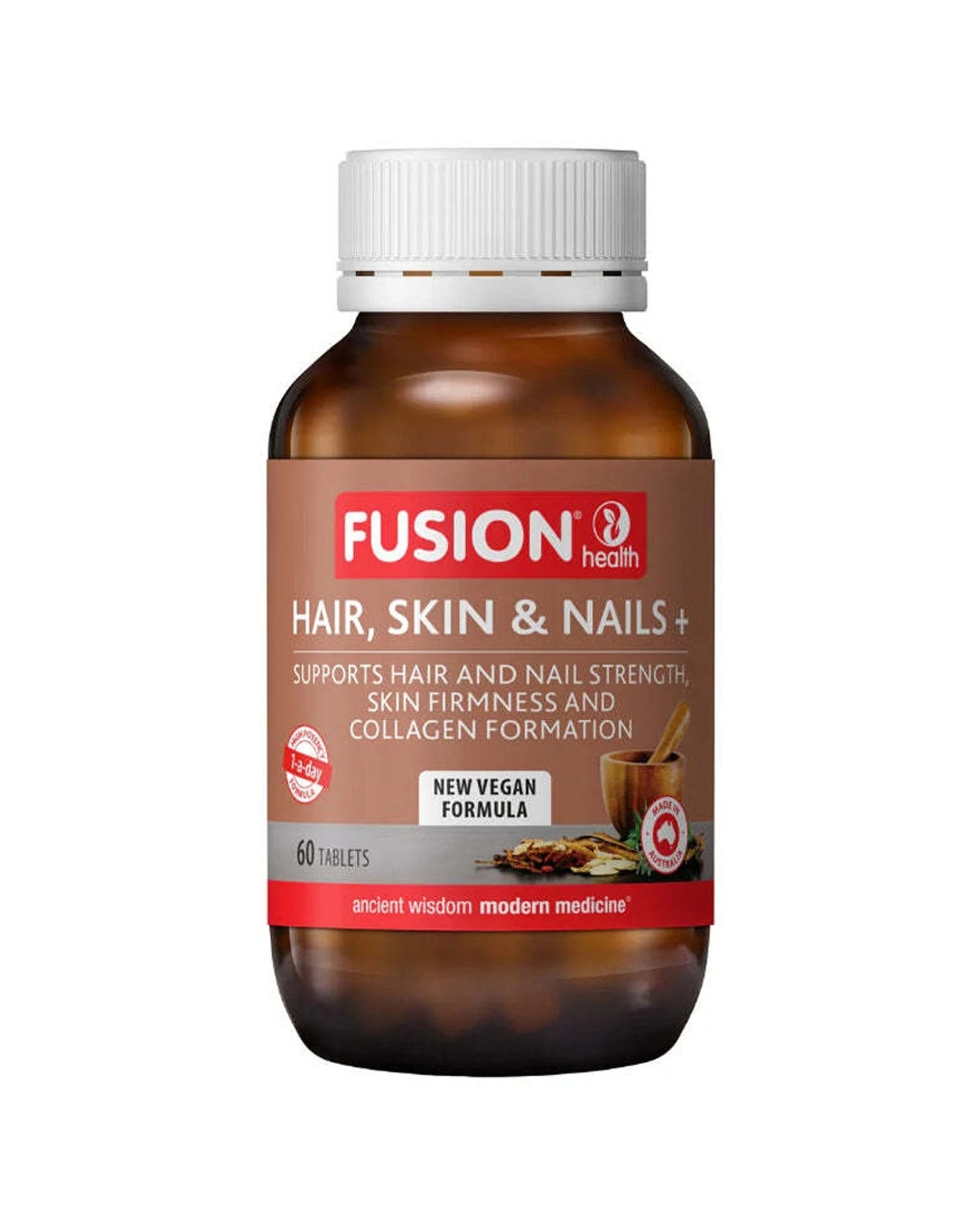 1 Fusion 60pc Hair Skin & Nails Plus Tablets With Gotu Kola Vegan Supplement, 1 of 1