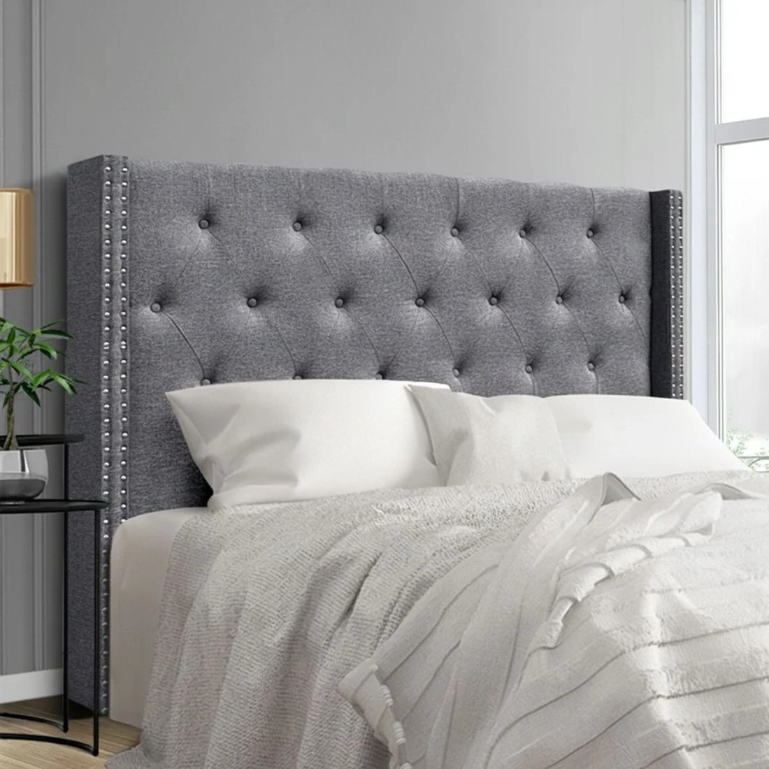 7 Artiss Queen Bed Frame Storage Tufted Headboard Gas Lift Base - Grey - Grey, 7 of 10
