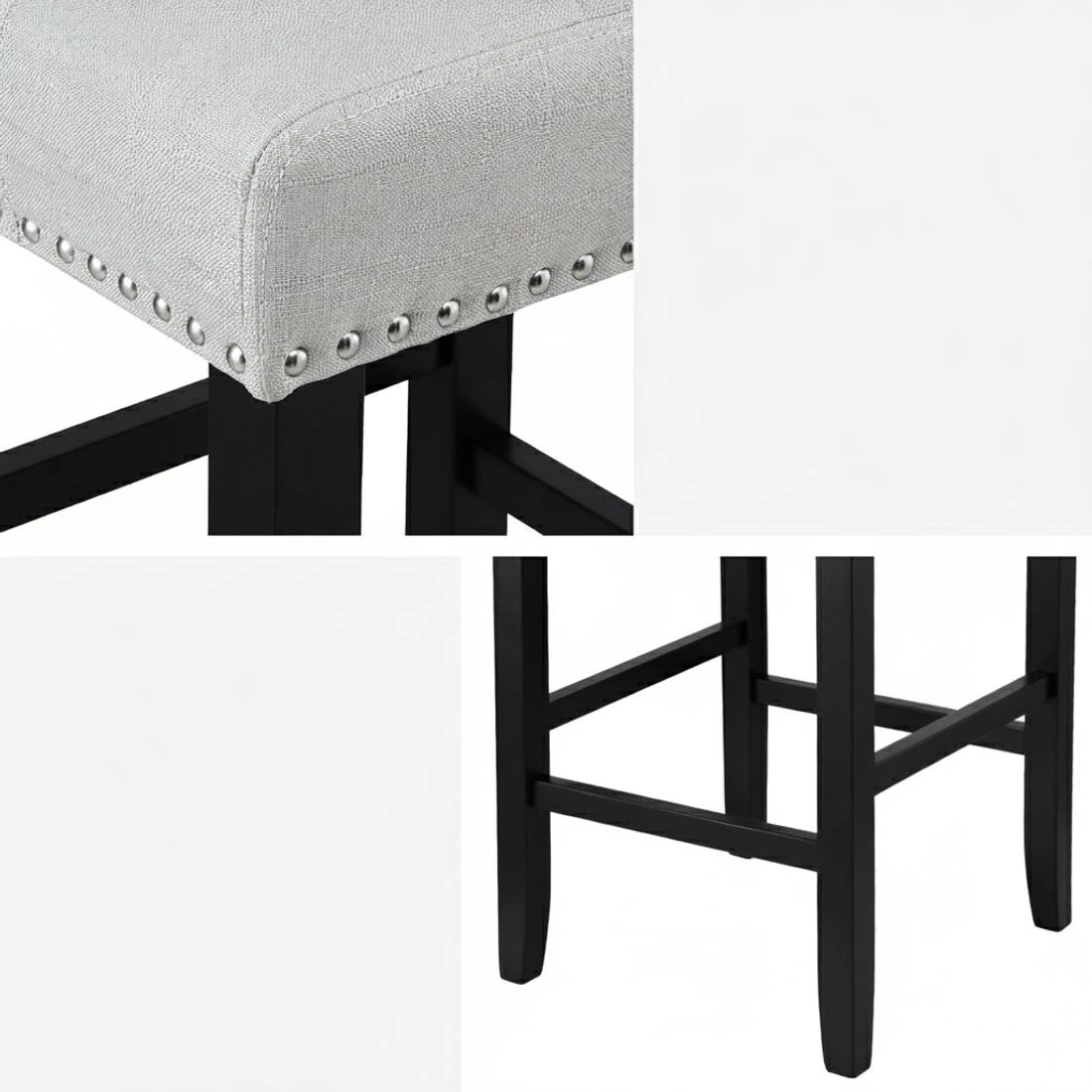 6 Artiss 4x Bar Stools Kitchen Dining Chairs Counter Fabric Stool Wooden Ada - Grey, 6 of 6