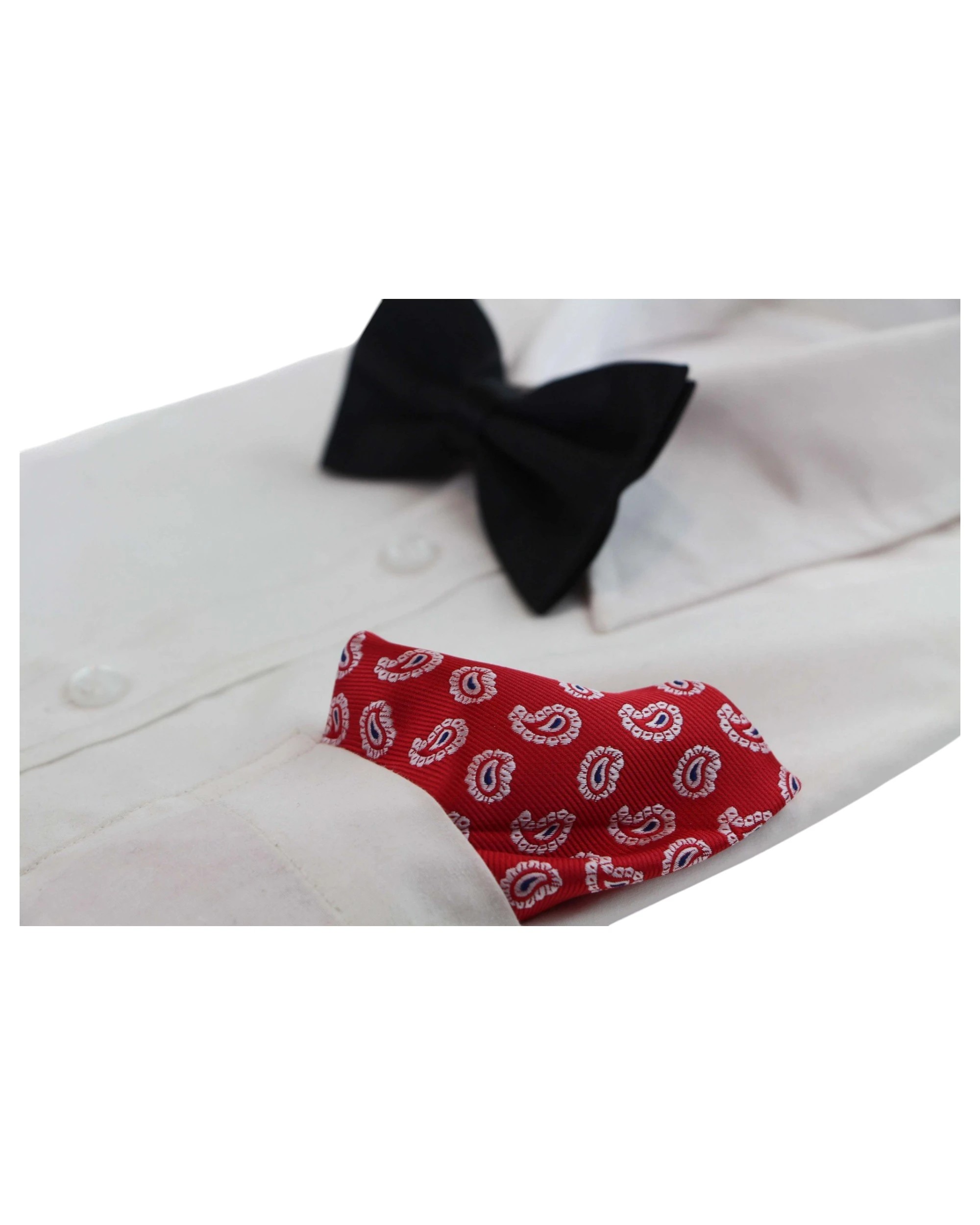 3 Zasel Mens Red, White & Black Mini Paisley Silk Pocket Square - Multi - Multi, 3 of 3