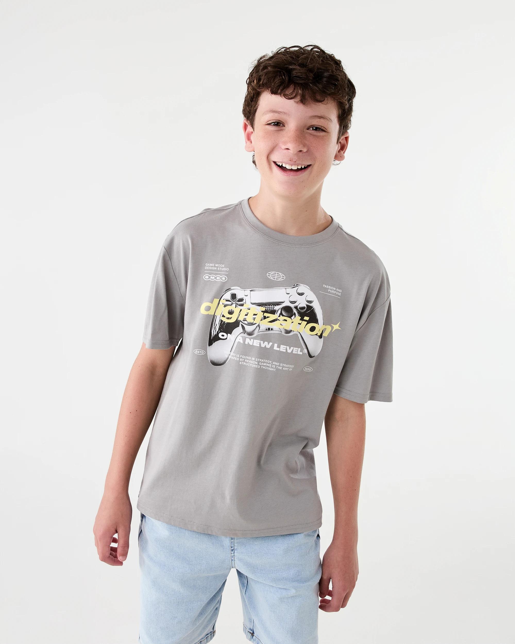 1 Short Sleeve Graphic Print T-shirt Fd Slate, 1 of 7