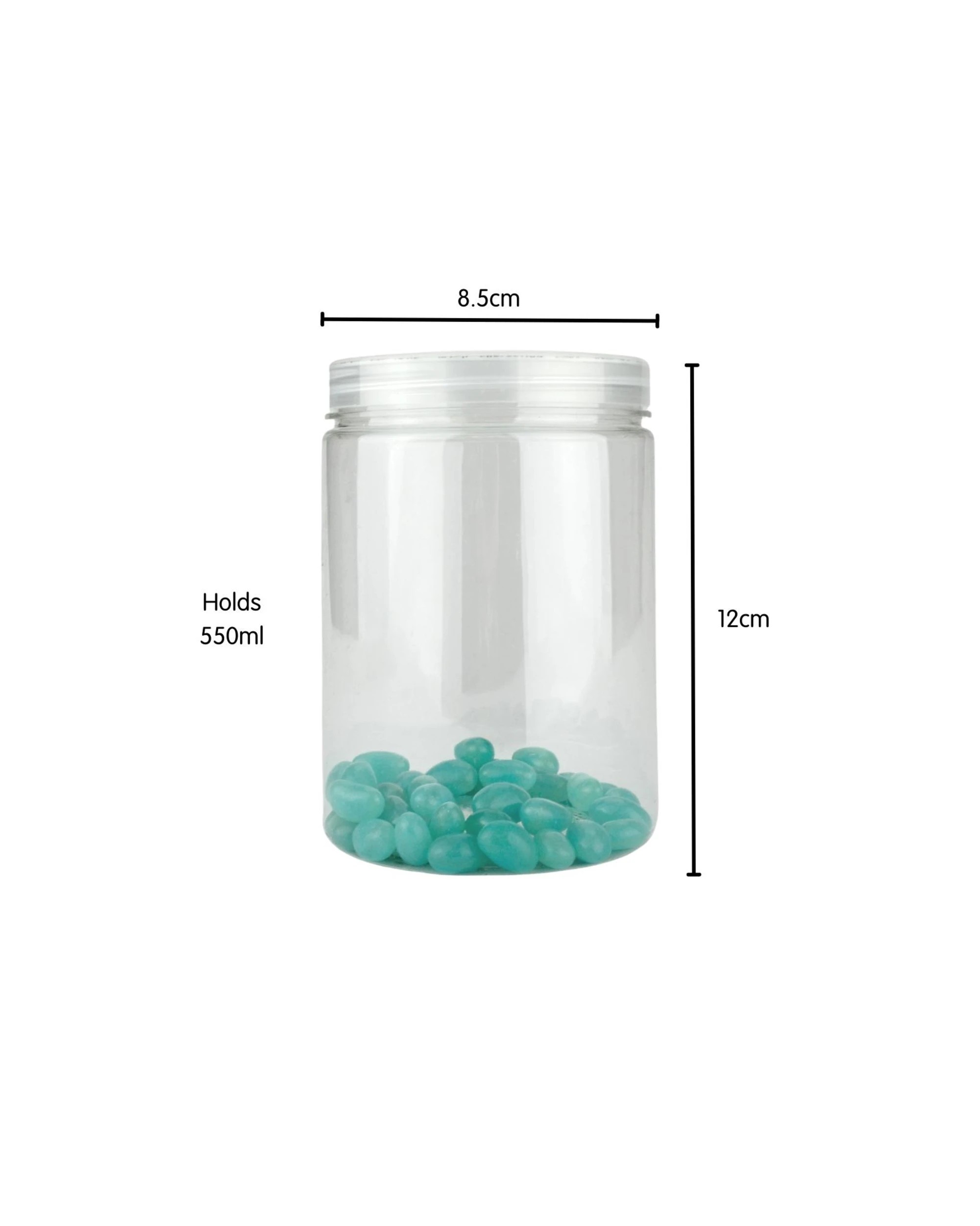 2 Partyrama Clear Plastic Round Screw Top Jar 550ml, 2 of 3