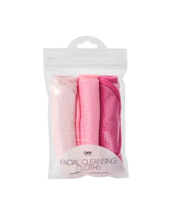 OXX Skincare 3 Pack Facial Cleansing Cloths - Bright Pink, Rose Red and Light Pink