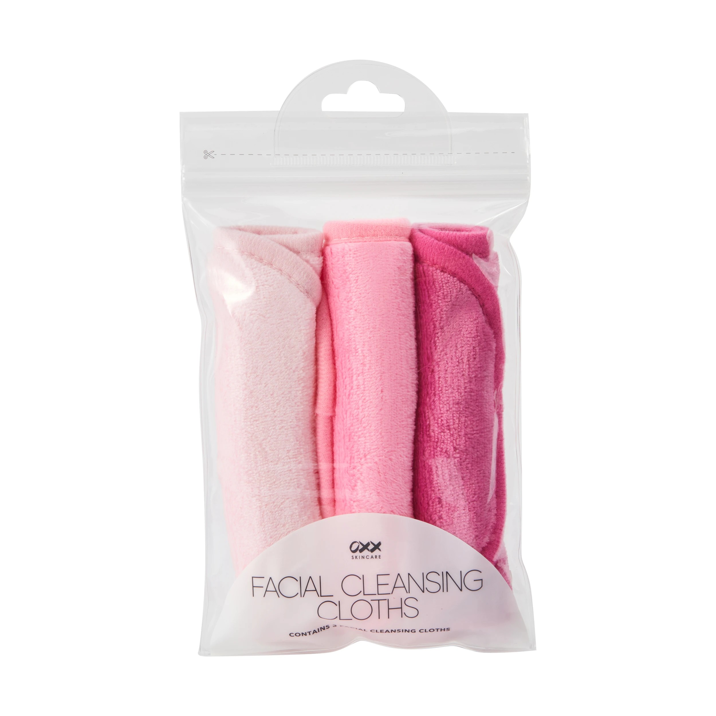 1 OXX Skincare 3 Pack Facial Cleansing Cloths - Bright Pink, Rose Red and Light Pink, 1 of 6