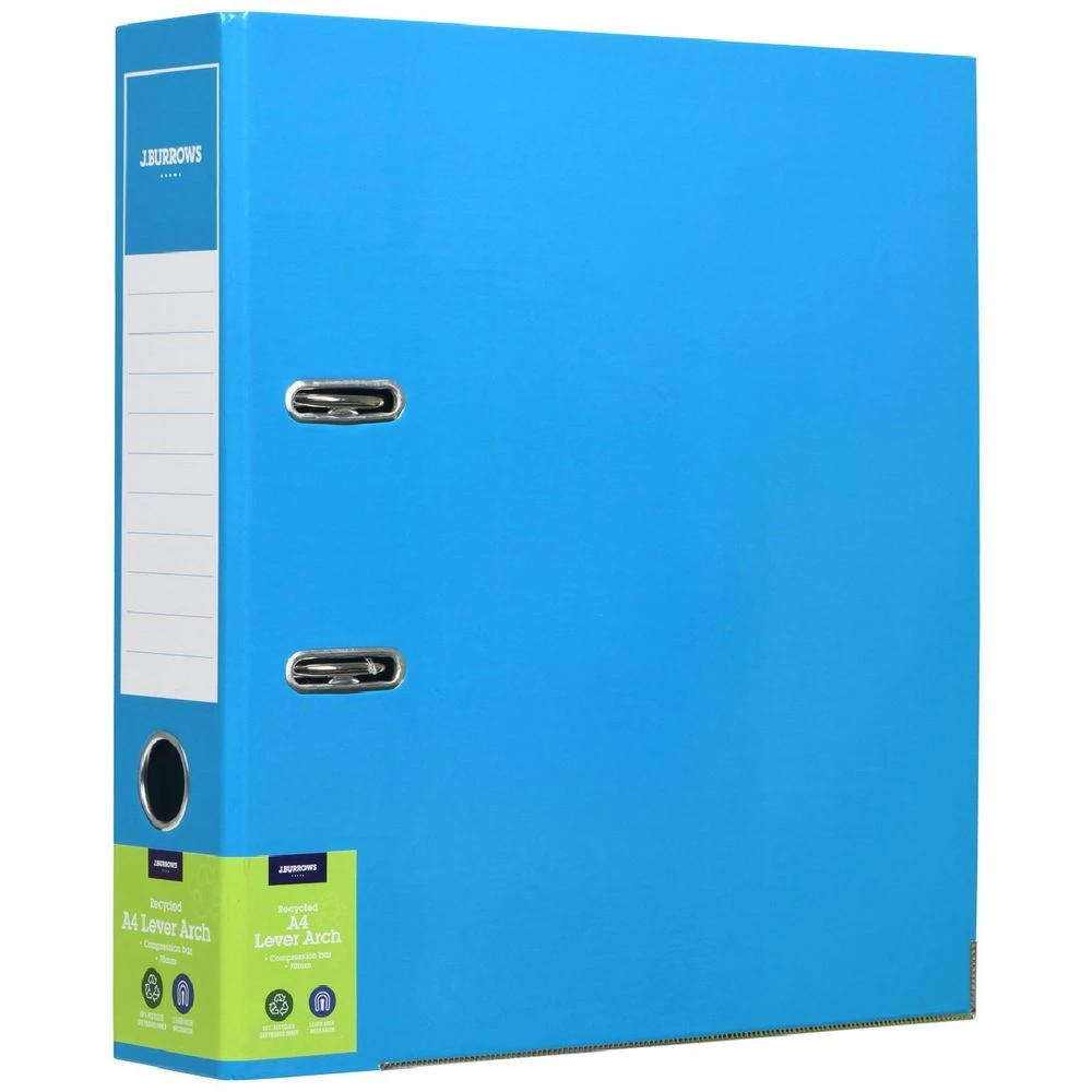 1 J.Burrows A4 Lever Arch 2-Ring Binder Gloss Blue, 1 of 6