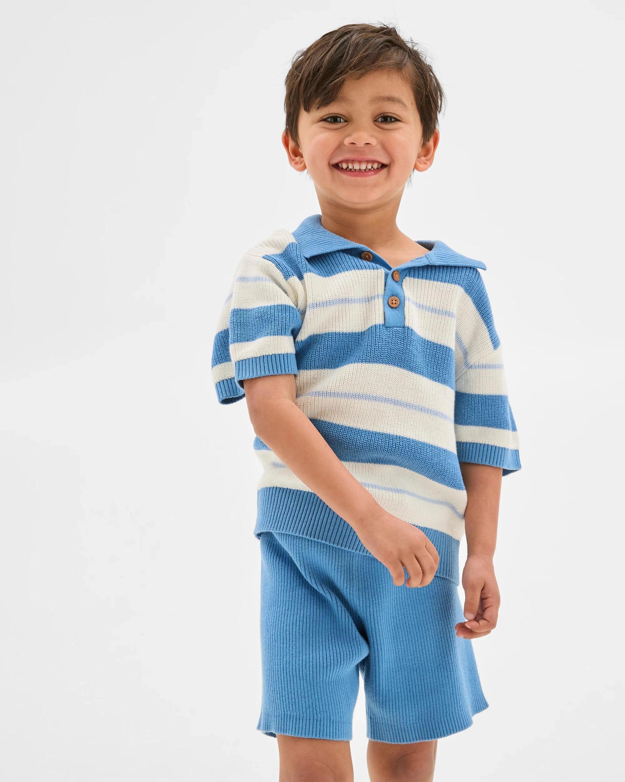 2 Target Australian Cotton Knit Polo and Short 2 Piece Set BLUE, 2 of 6