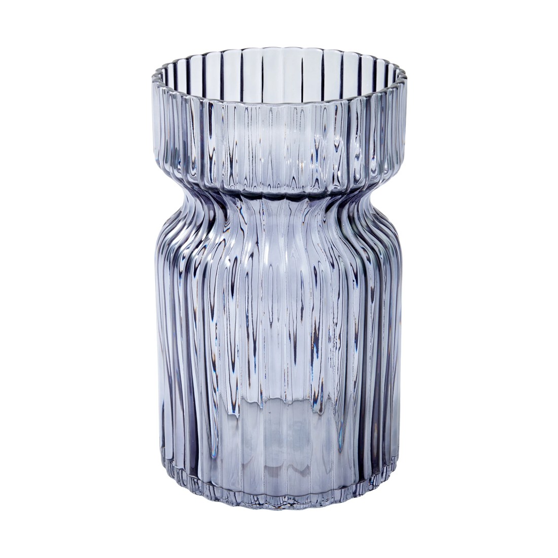 1 Ribbed Black Glass Vase, 1 of 5